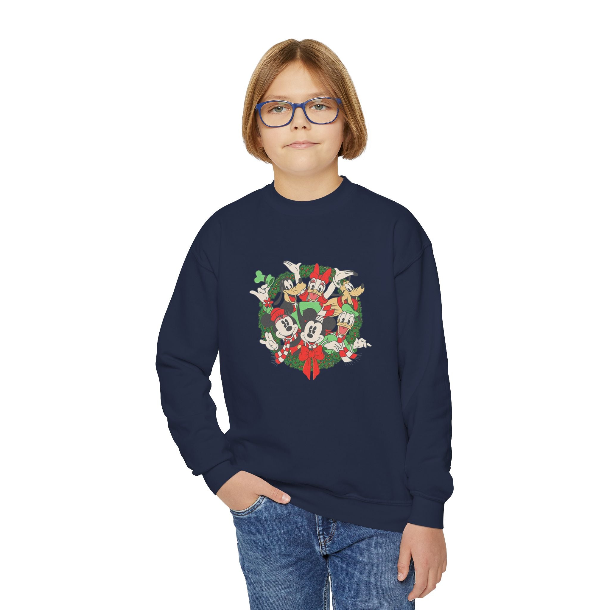 Youth Holiday Mickey Wreath Crewneck Sweatshirt