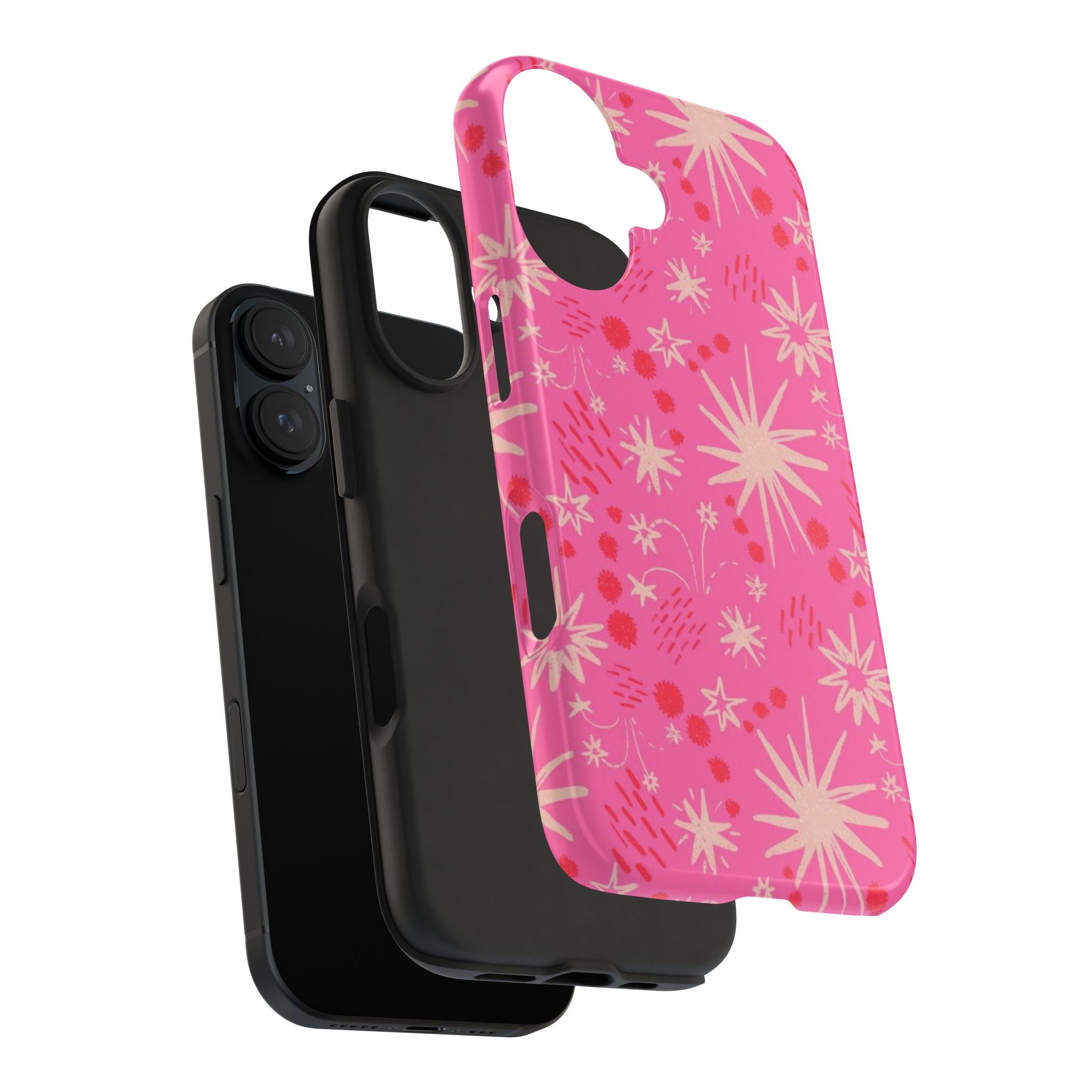 Tough Phone Case — Pink Retro Starburst Floral Protective Cover