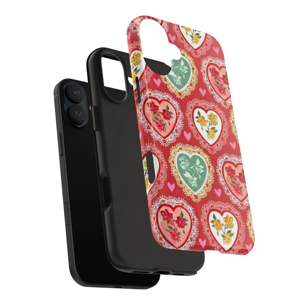 Vintage Floral Heart Tough Phone Case