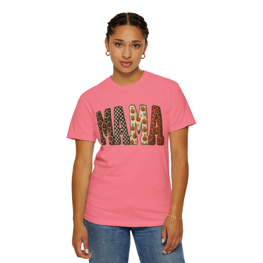 Mama Floral Garment-Dyed T-Shirt, Cute Gift for Moms, Casual Wear, Mother's Day, Family Celebrations, Everyday Comfort