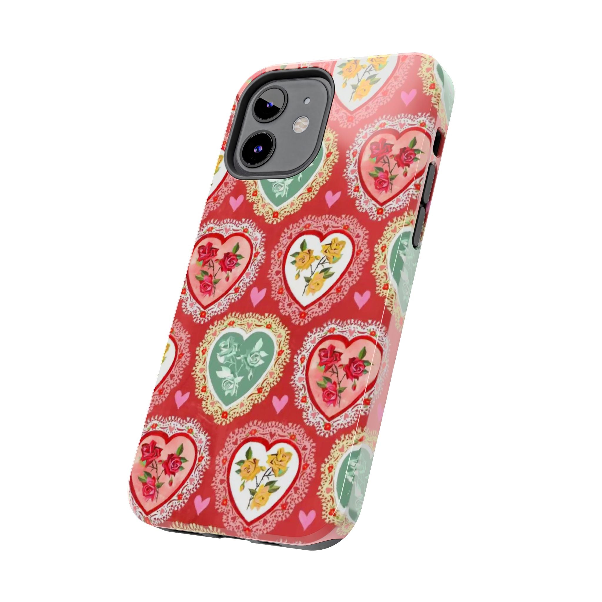 Vintage Floral Heart Tough Phone Case