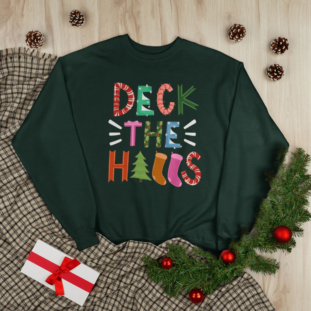 Festive EcoSmart Crewneck Sweatshirt - "Deck the Halls"