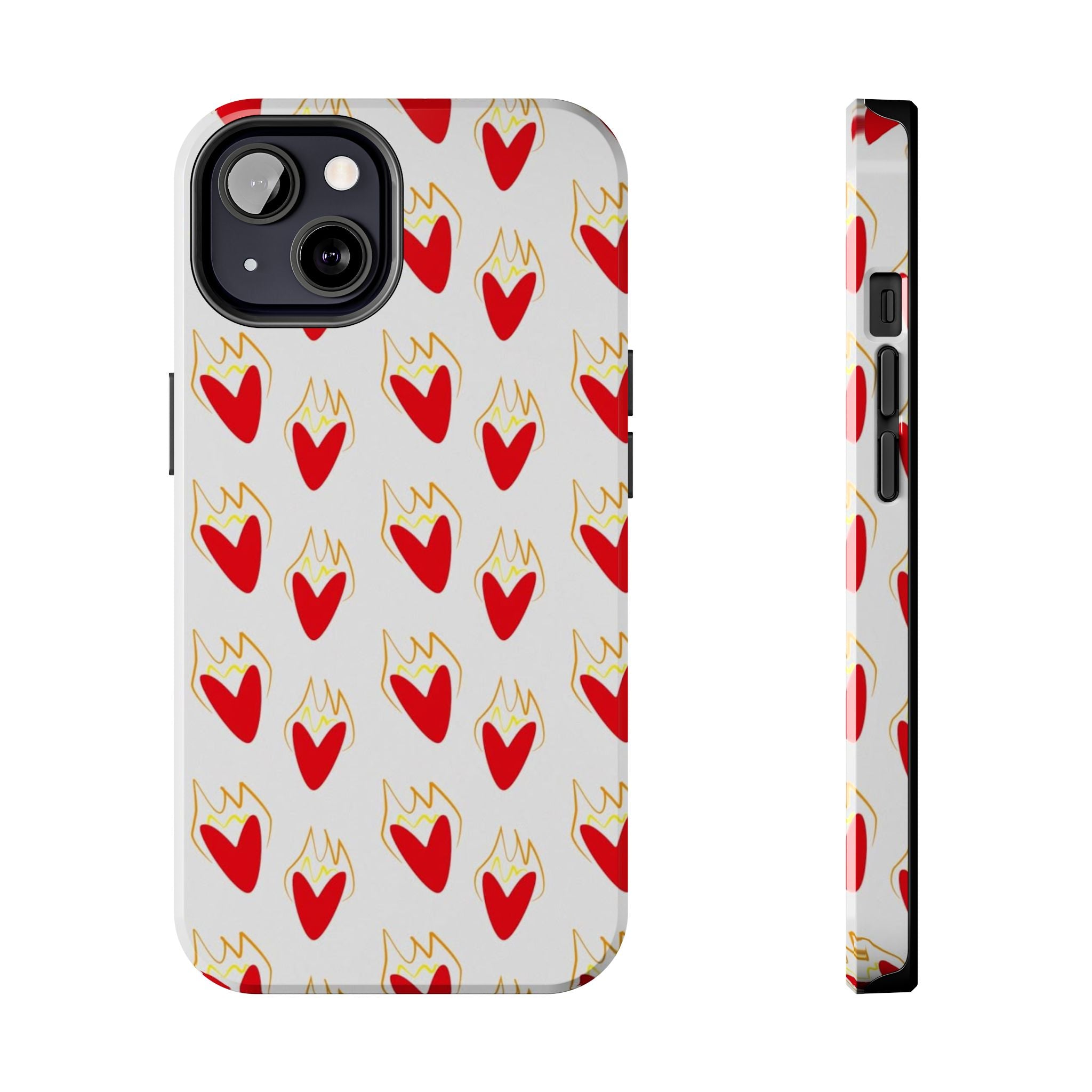 Tough Phone Case — Red Flaming Heart Pattern