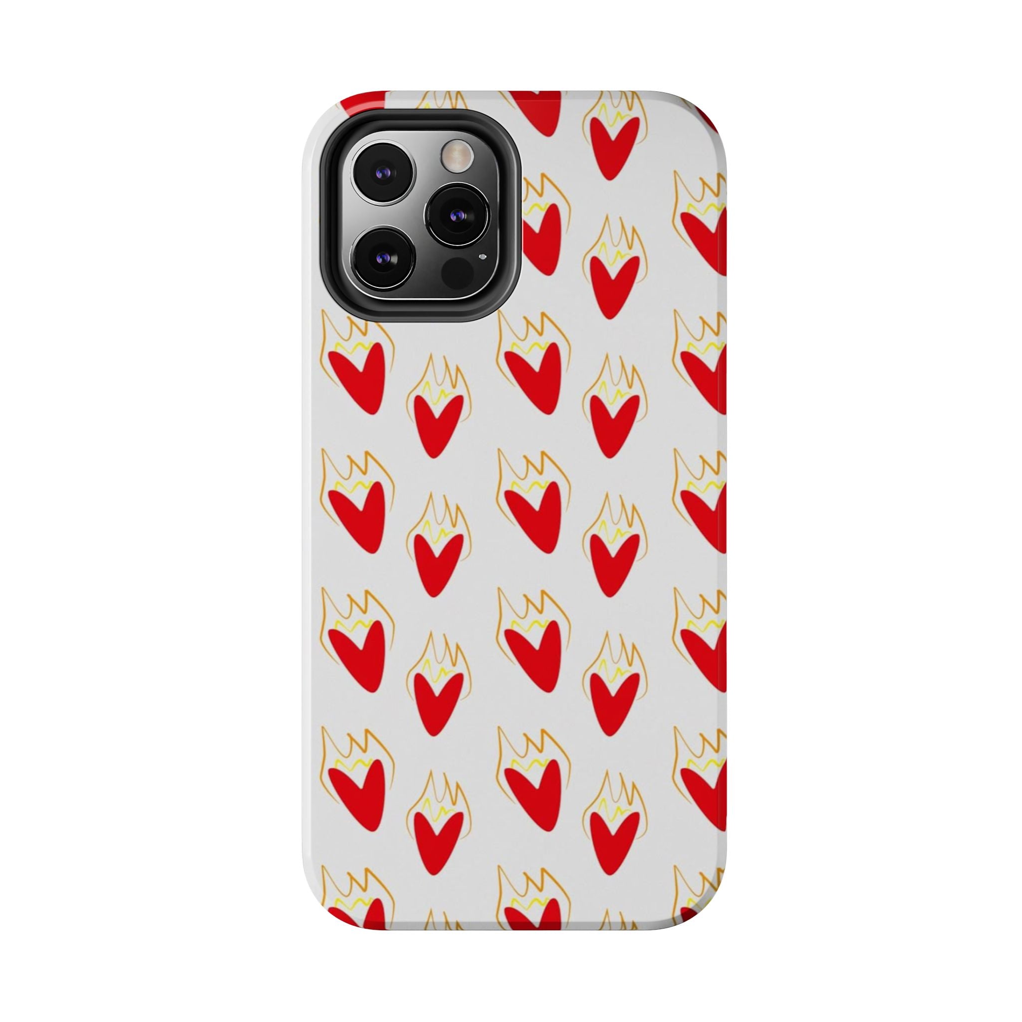 Tough Phone Case — Red Flaming Heart Pattern