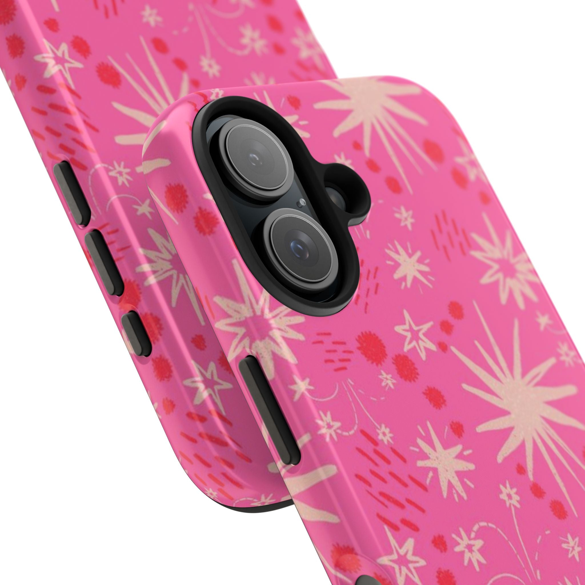 Tough Phone Case — Pink Retro Starburst Floral Protective Cover