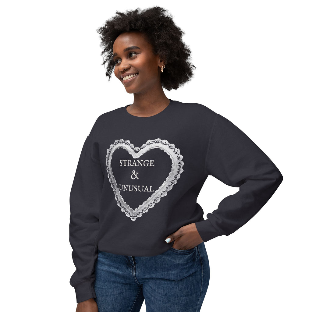 Strange & Unusual Crewneck Sweatshirt, Cozy Vintage Style, Perfect for Gift, Autumn Wear, Goth Aesthetic, Unisex Fashion