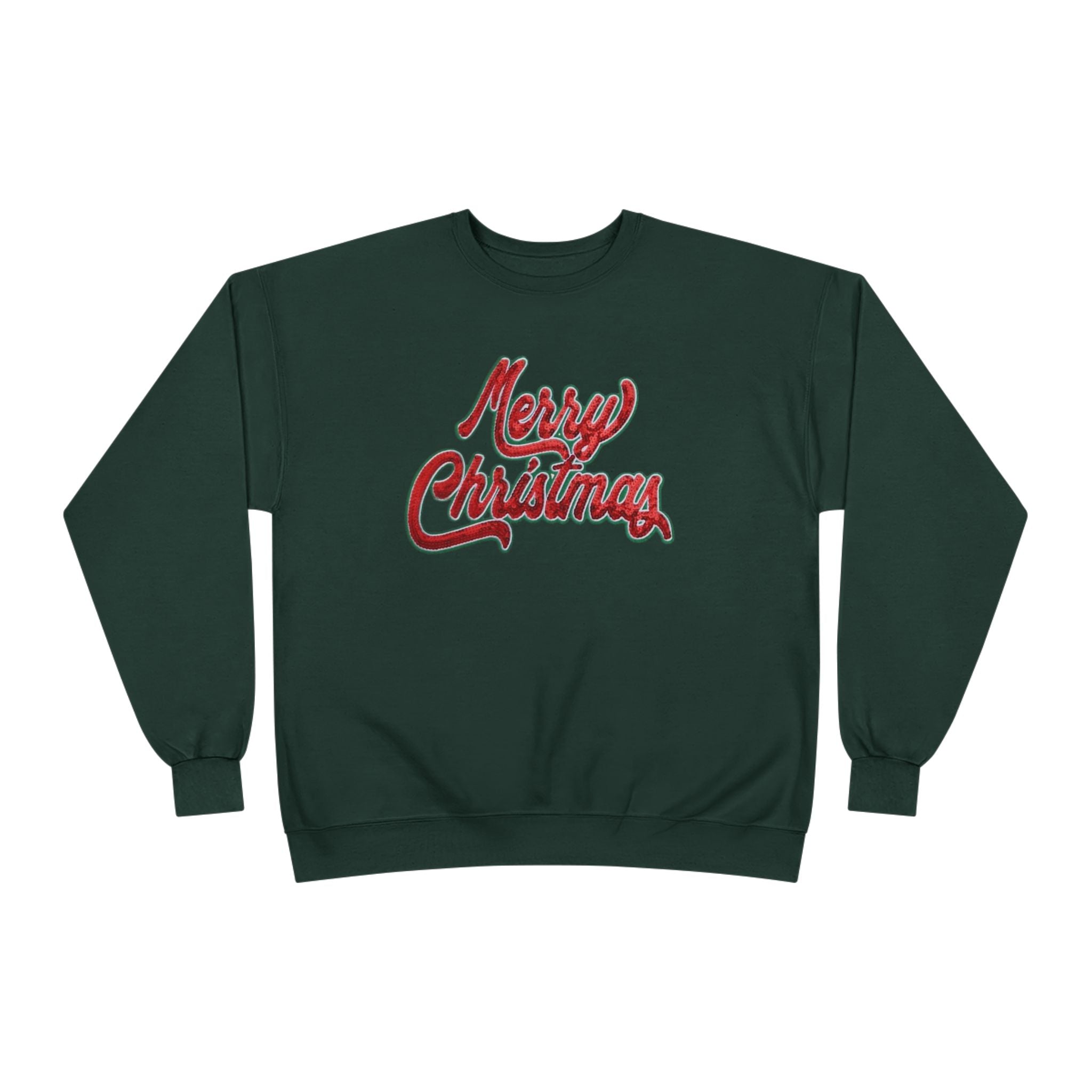 Merry Christmas Crewneck Sweatshirt — Retro Sequin Holiday Sweater