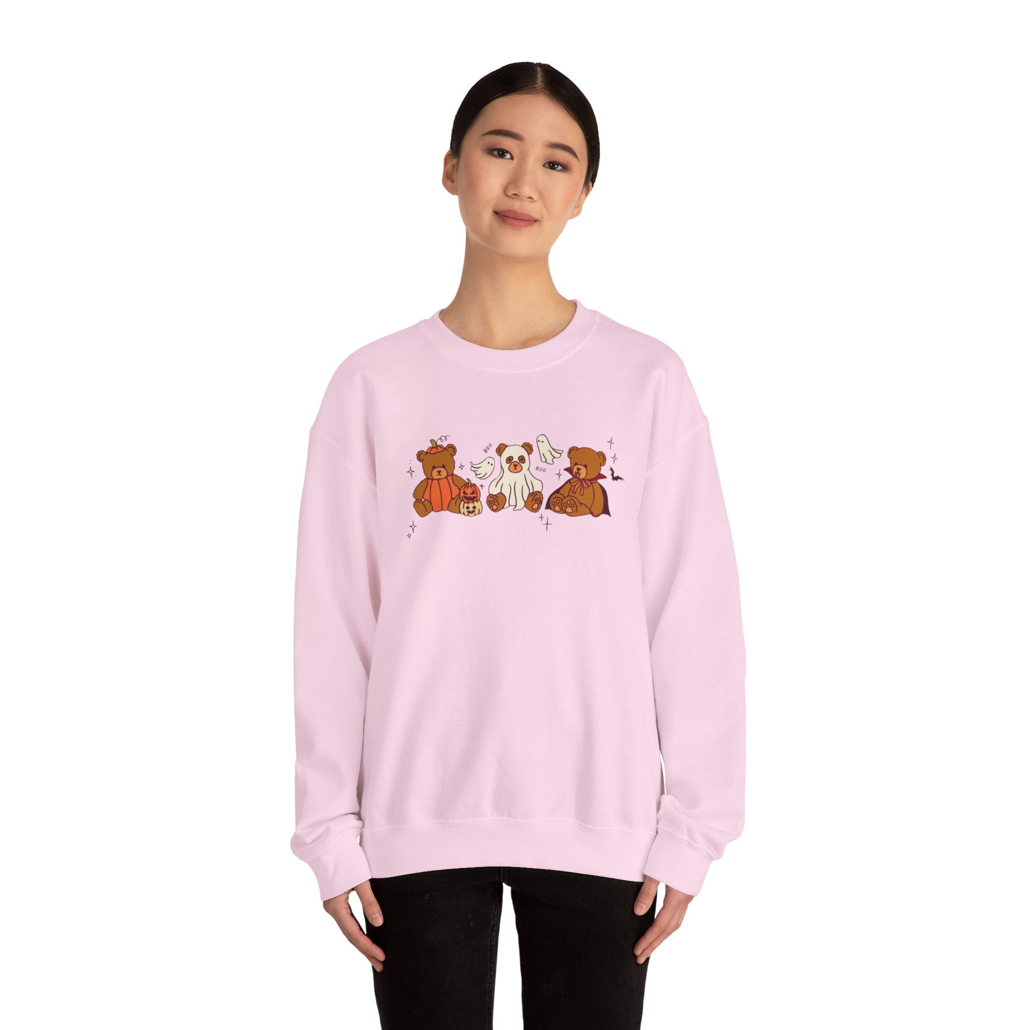 Cozy Halloween Crewneck Sweatshirt with Cute Bears