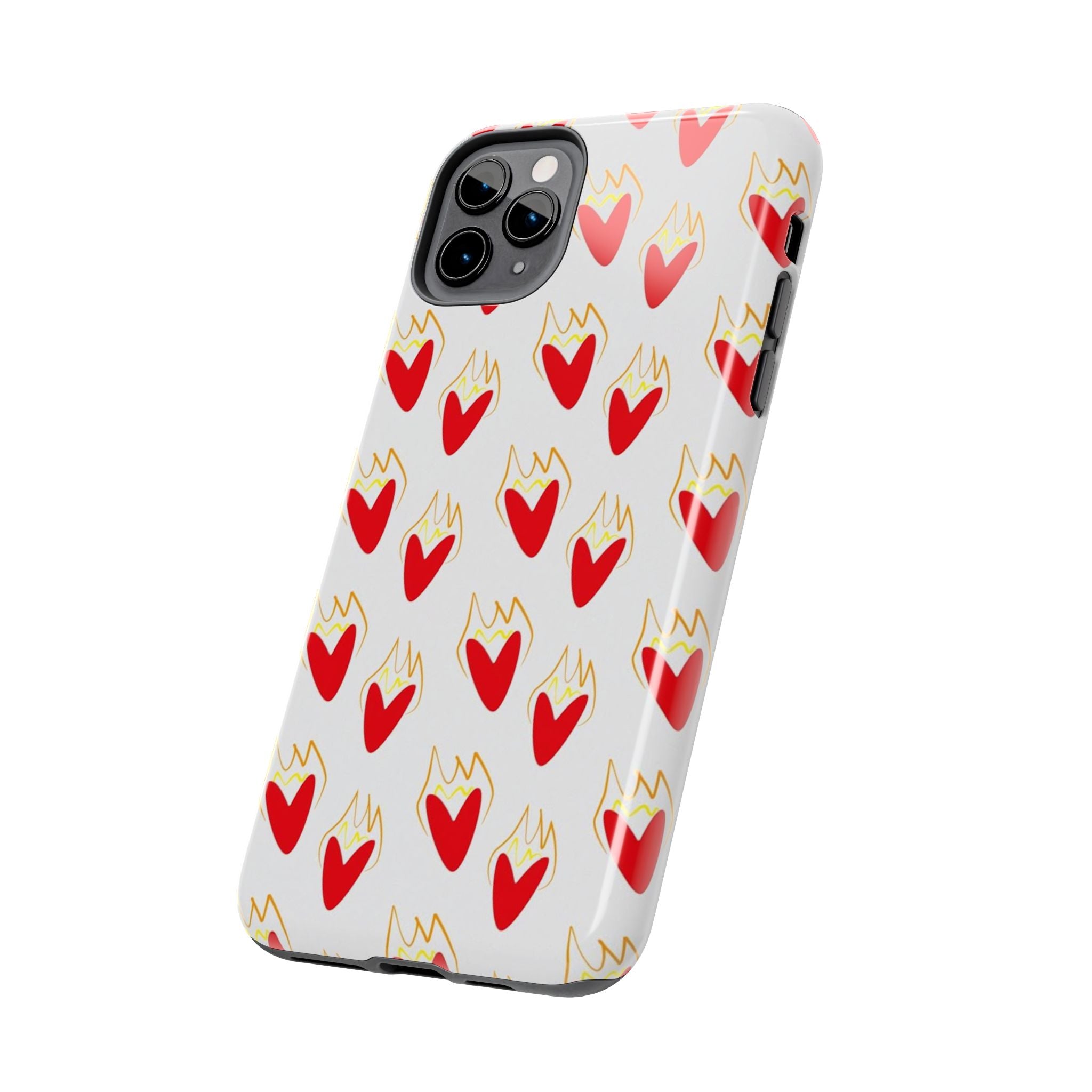 Tough Phone Case — Red Flaming Heart Pattern