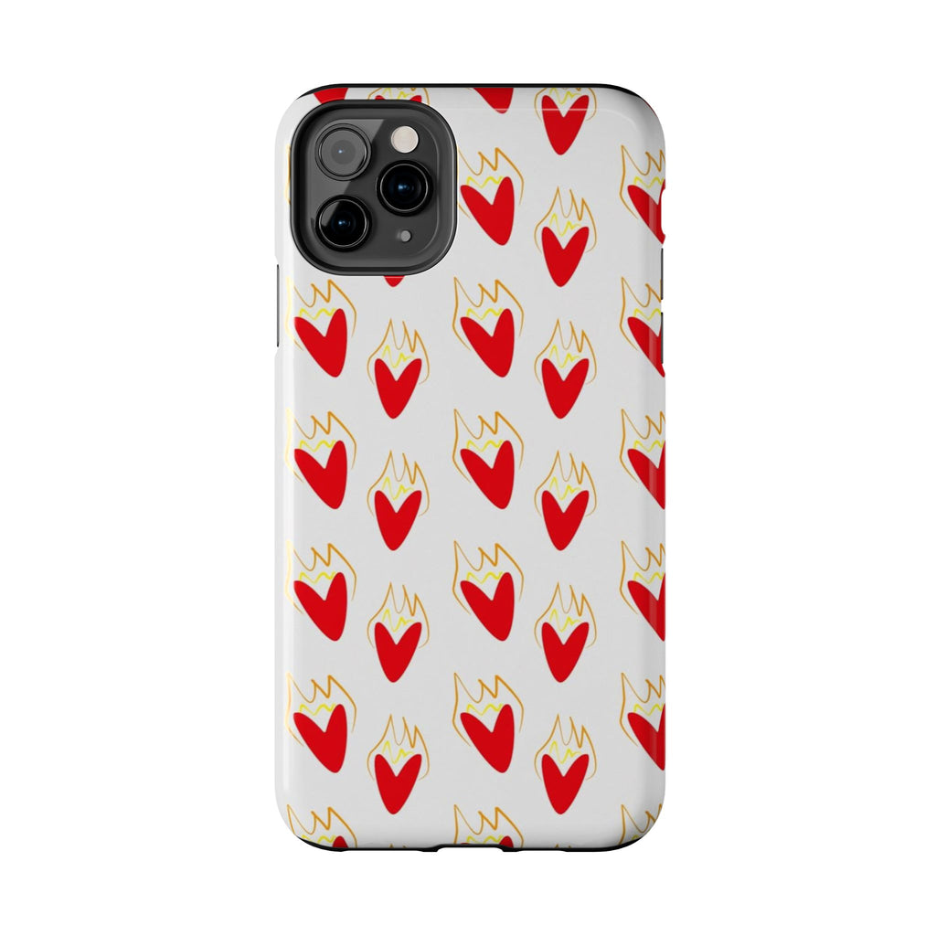 Tough Phone Case — Red Flaming Heart Pattern