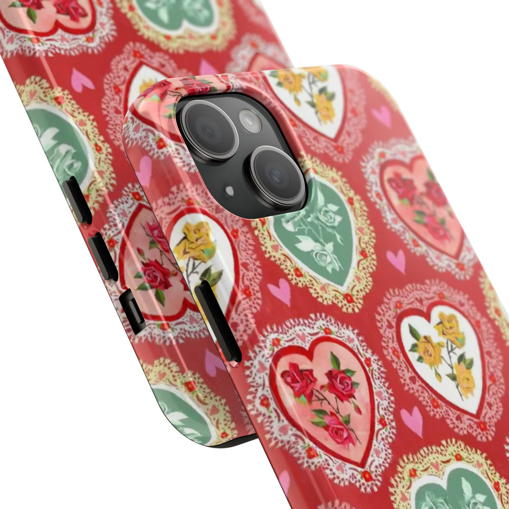 Vintage Floral Heart Tough Phone Case