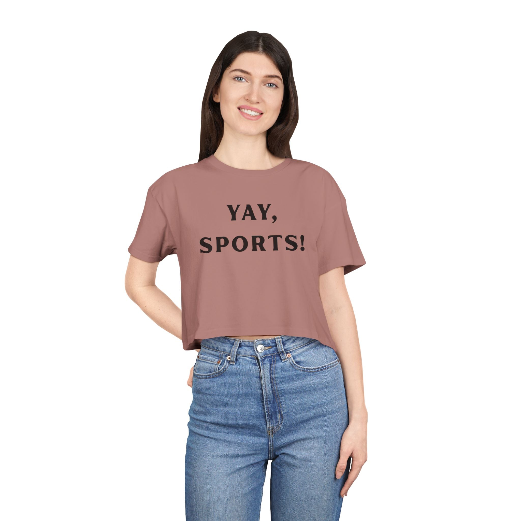 Yay Sports! Women's Crop Tee - Perfect for Game Day, Casual Outings, Athletic Events, Fitness Classes, Birthday Gifts