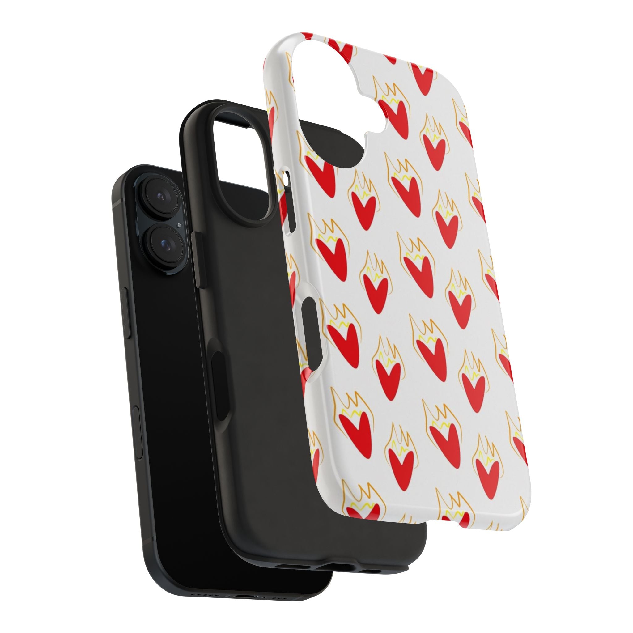 Tough Phone Case — Red Flaming Heart Pattern