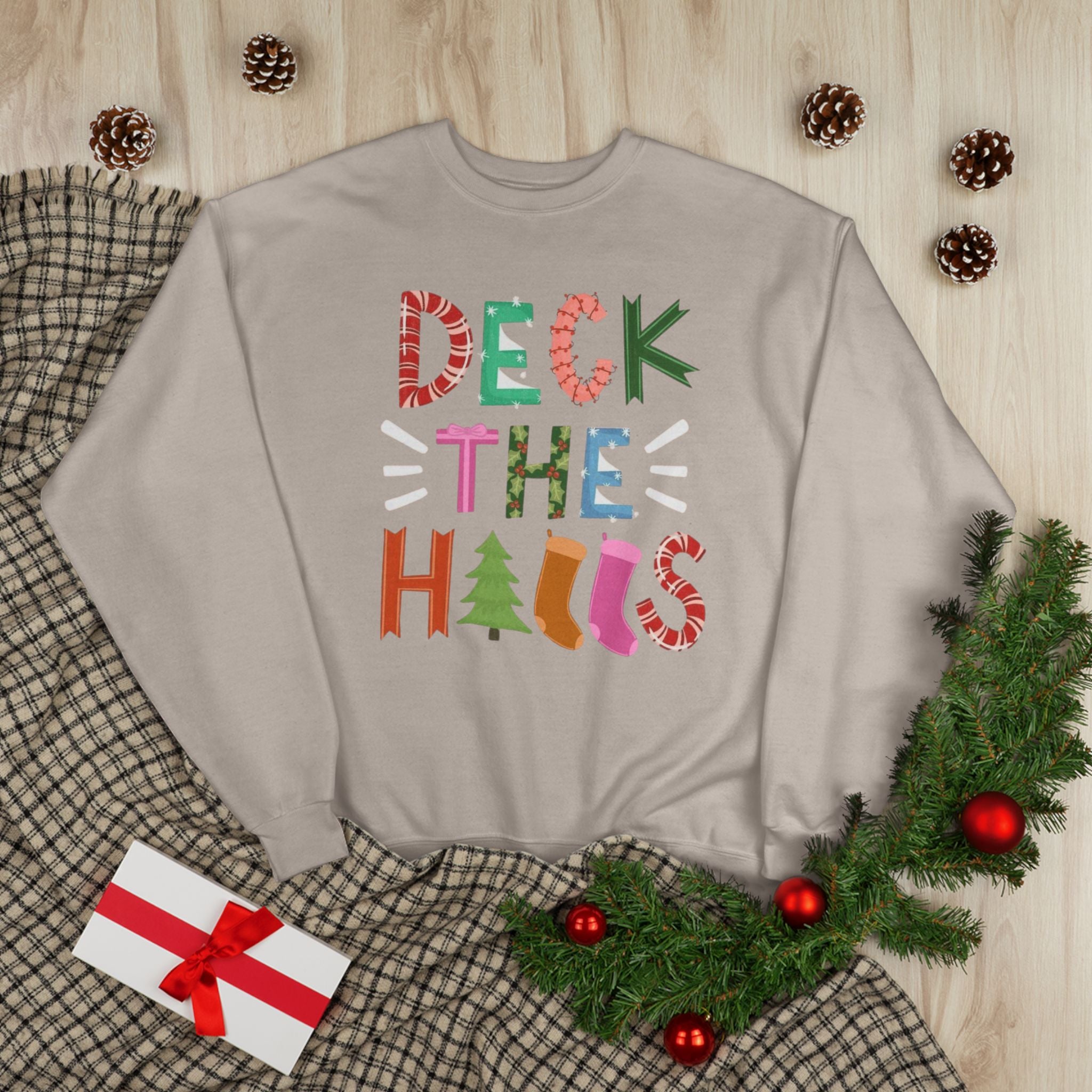 Festive EcoSmart Crewneck Sweatshirt - "Deck the Halls"
