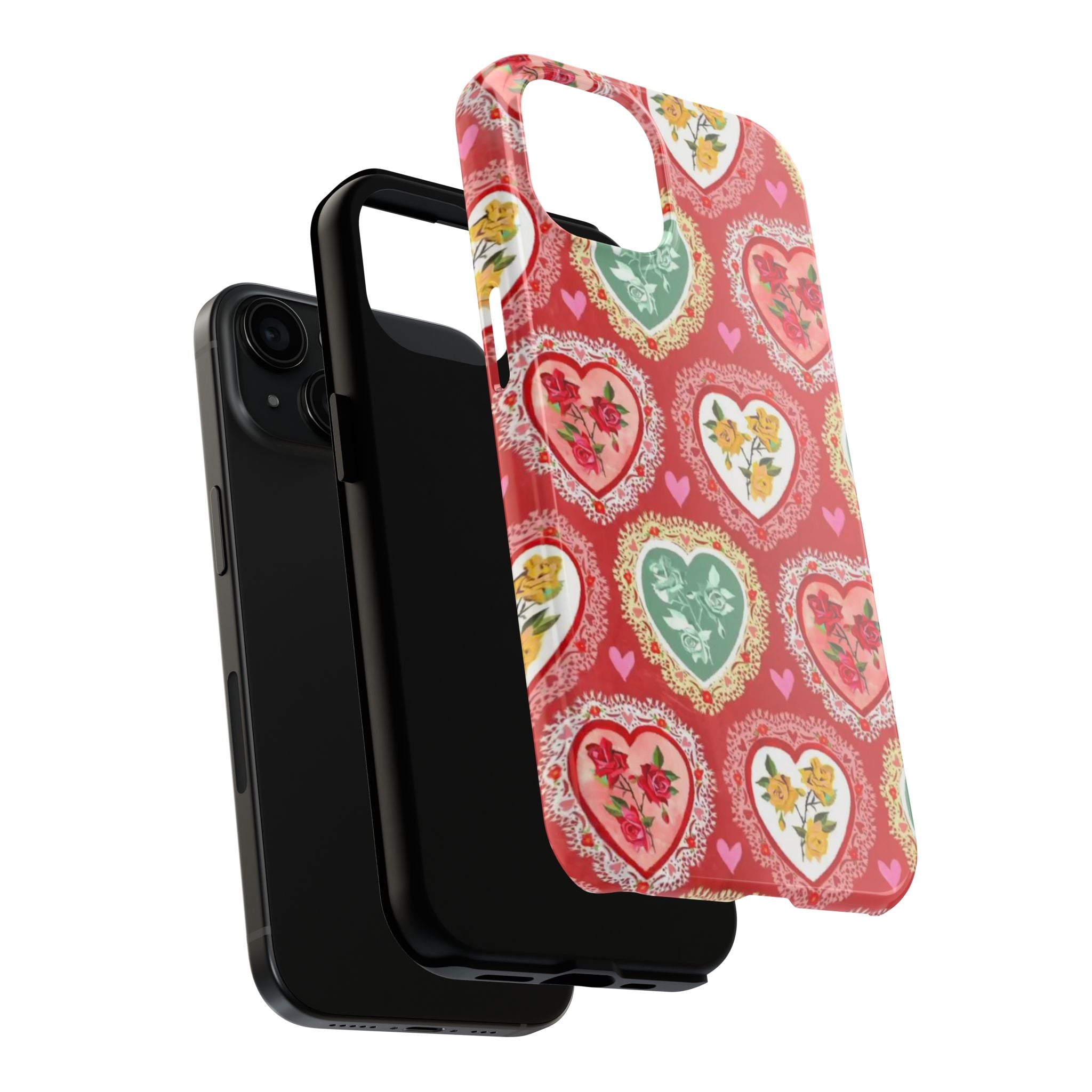Vintage Floral Heart Tough Phone Case