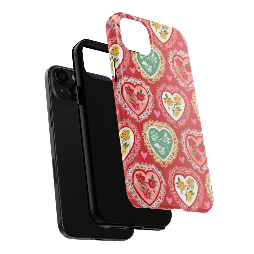 Vintage Floral Heart Tough Phone Case