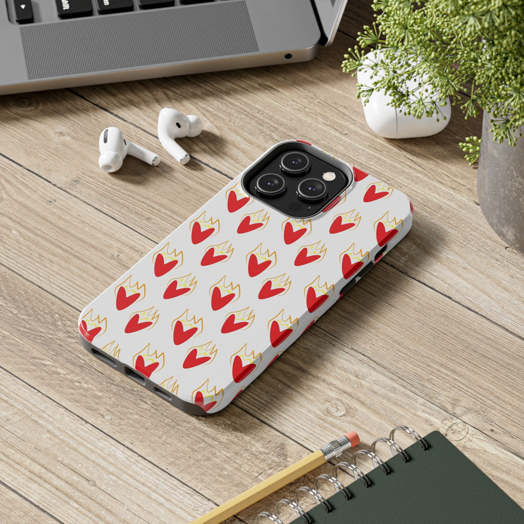 Tough Phone Case — Red Flaming Heart Pattern