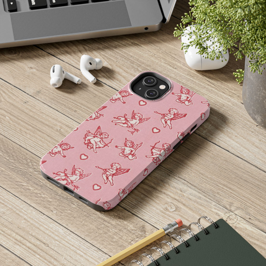 Pink Cupid Pattern Tough Phone Case – Valentine’s Day Protective Case