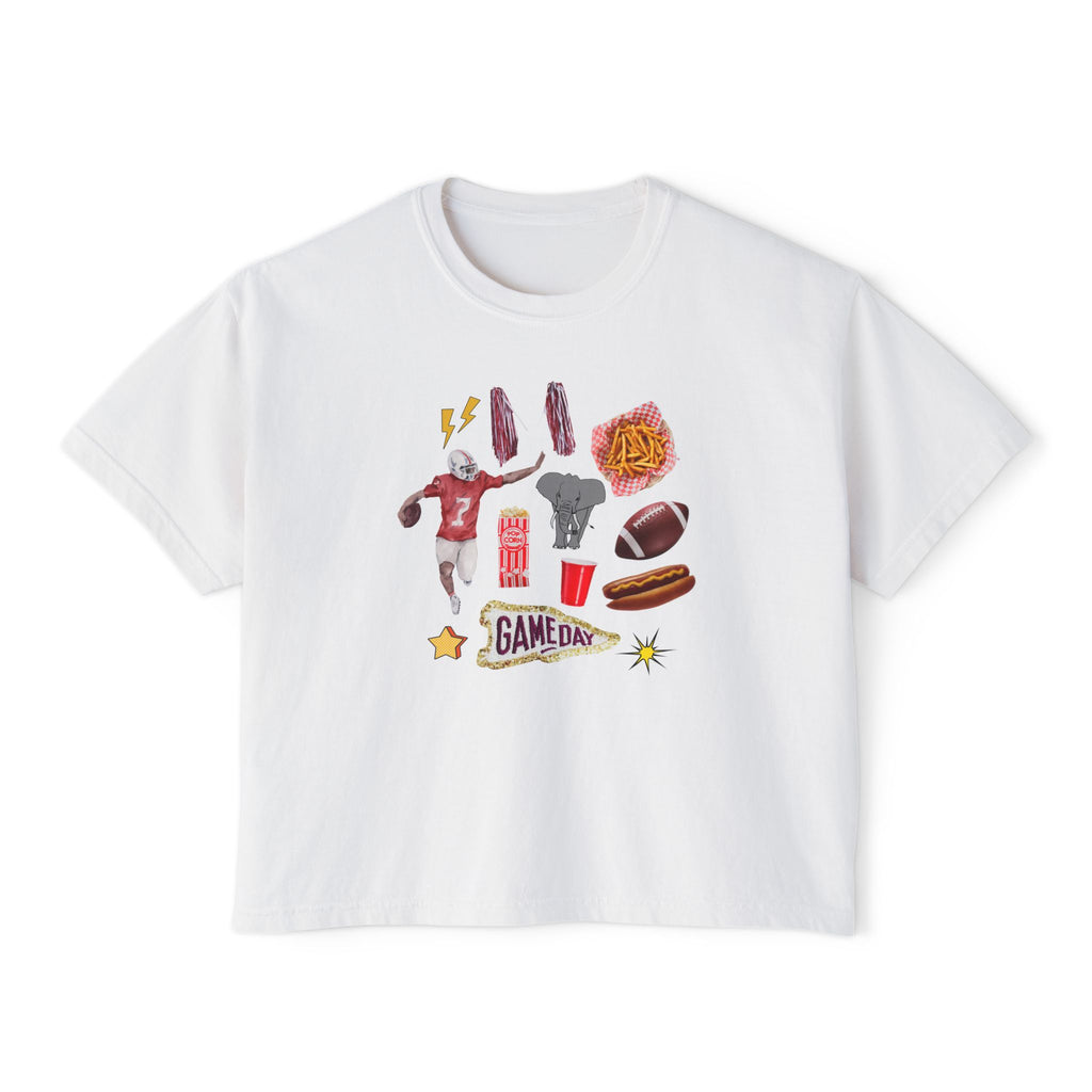 Women's Bama Football Charm Boxy Tee