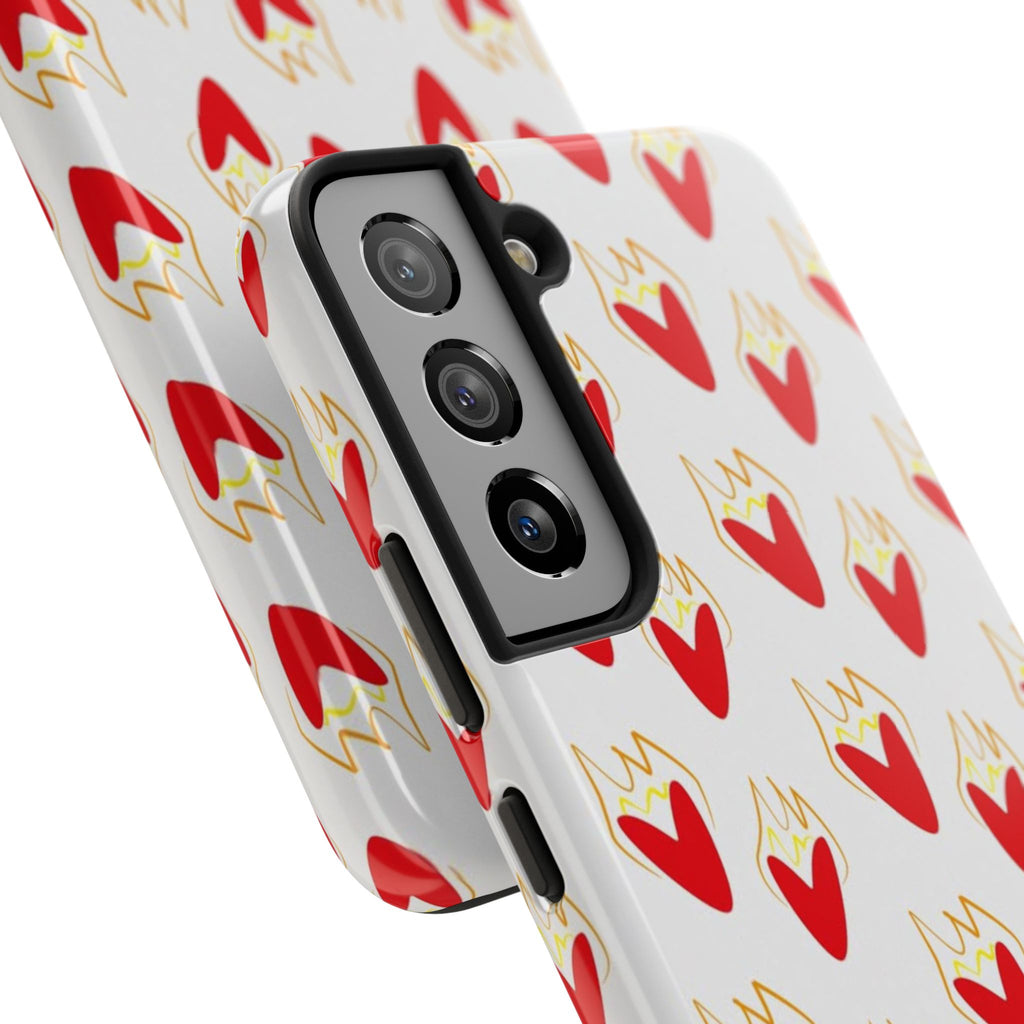 Tough Phone Case — Red Flaming Heart Pattern