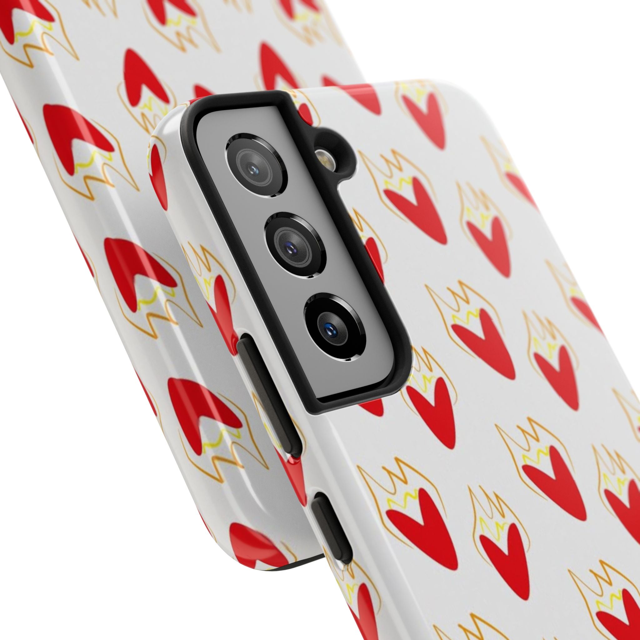 Tough Phone Case — Red Flaming Heart Pattern