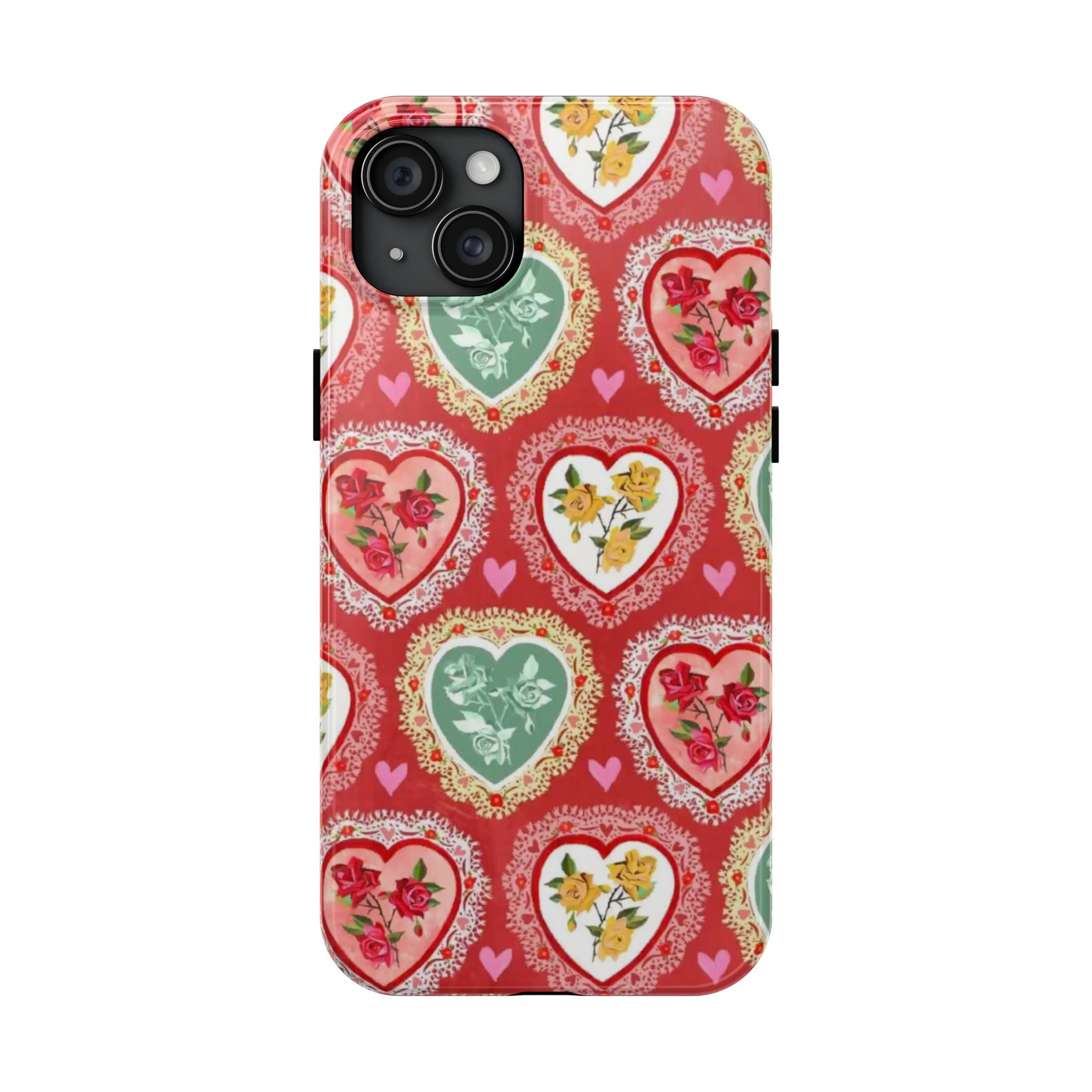 Vintage Floral Heart Tough Phone Case