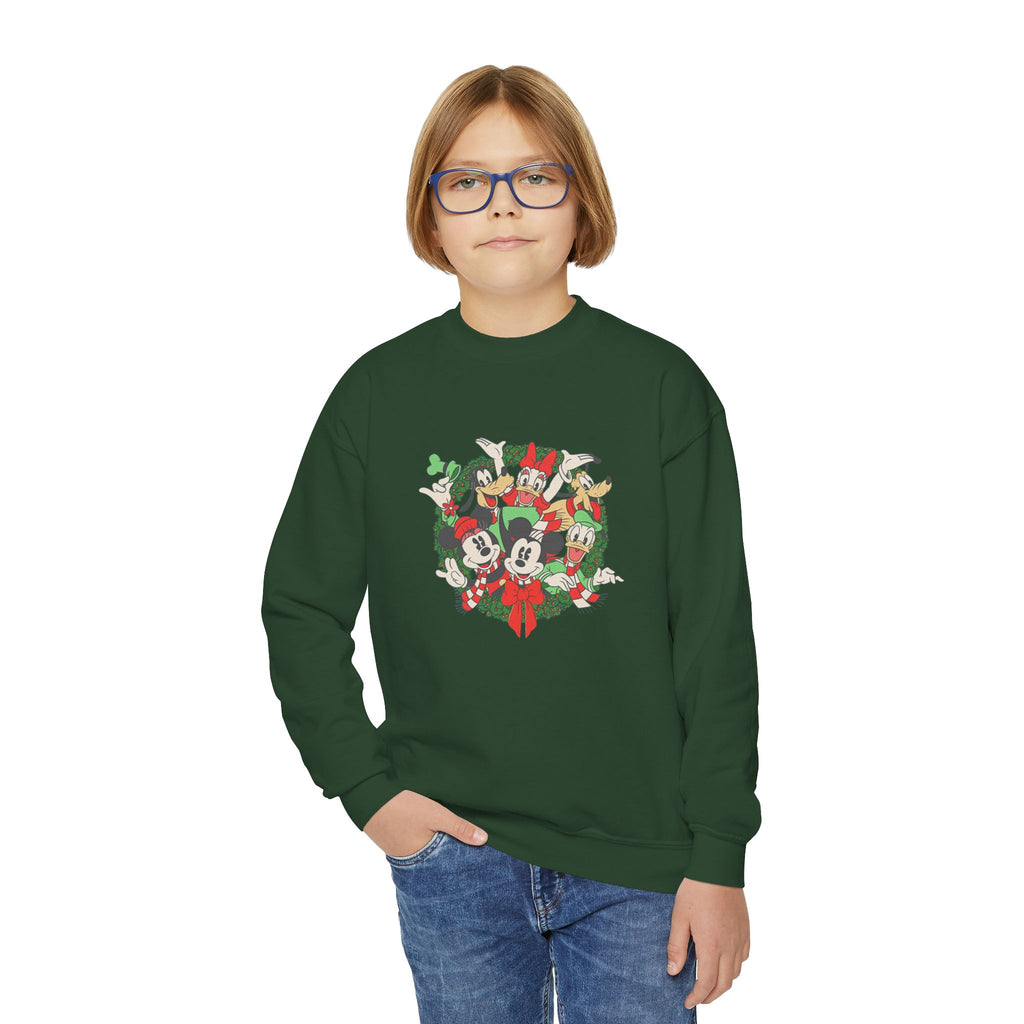 Youth Holiday Mickey Wreath Crewneck Sweatshirt