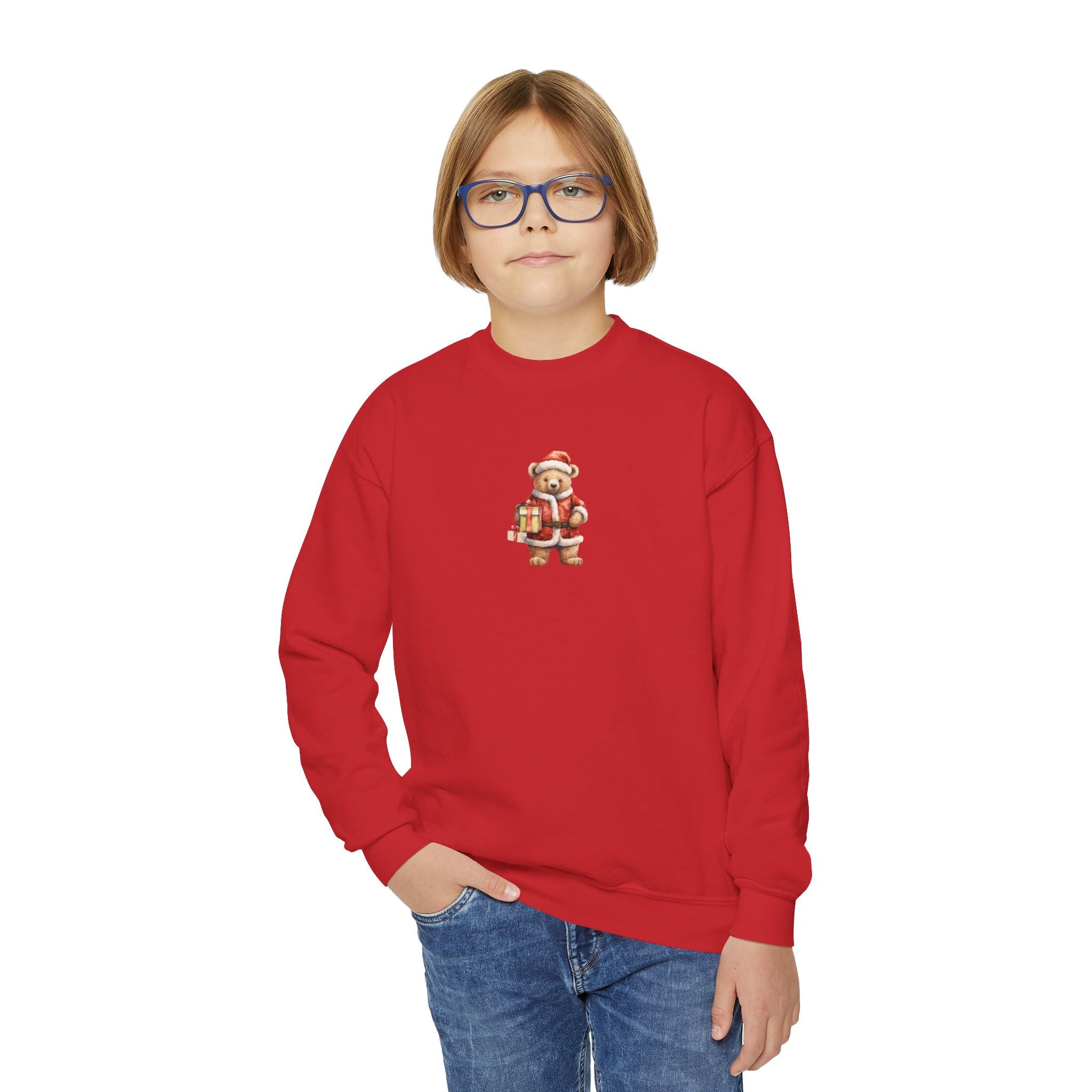 Youth Crewneck Sweatshirt — Cute Vintage Santa Kids Christmas Sweatshirt