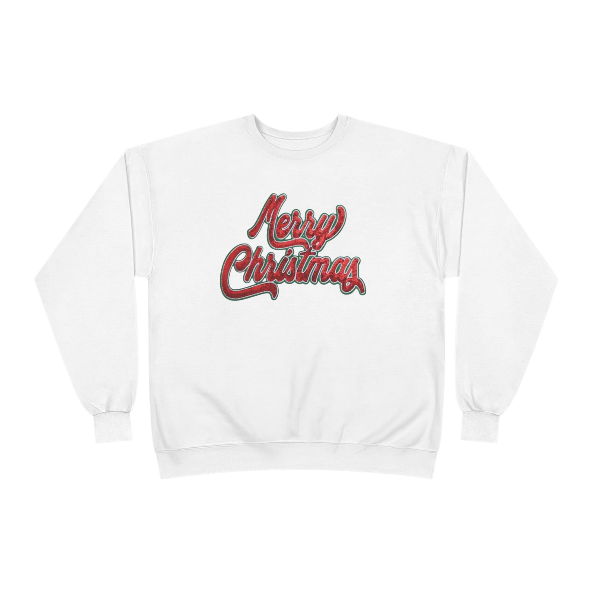Merry Christmas Crewneck Sweatshirt — Retro Sequin Holiday Sweater