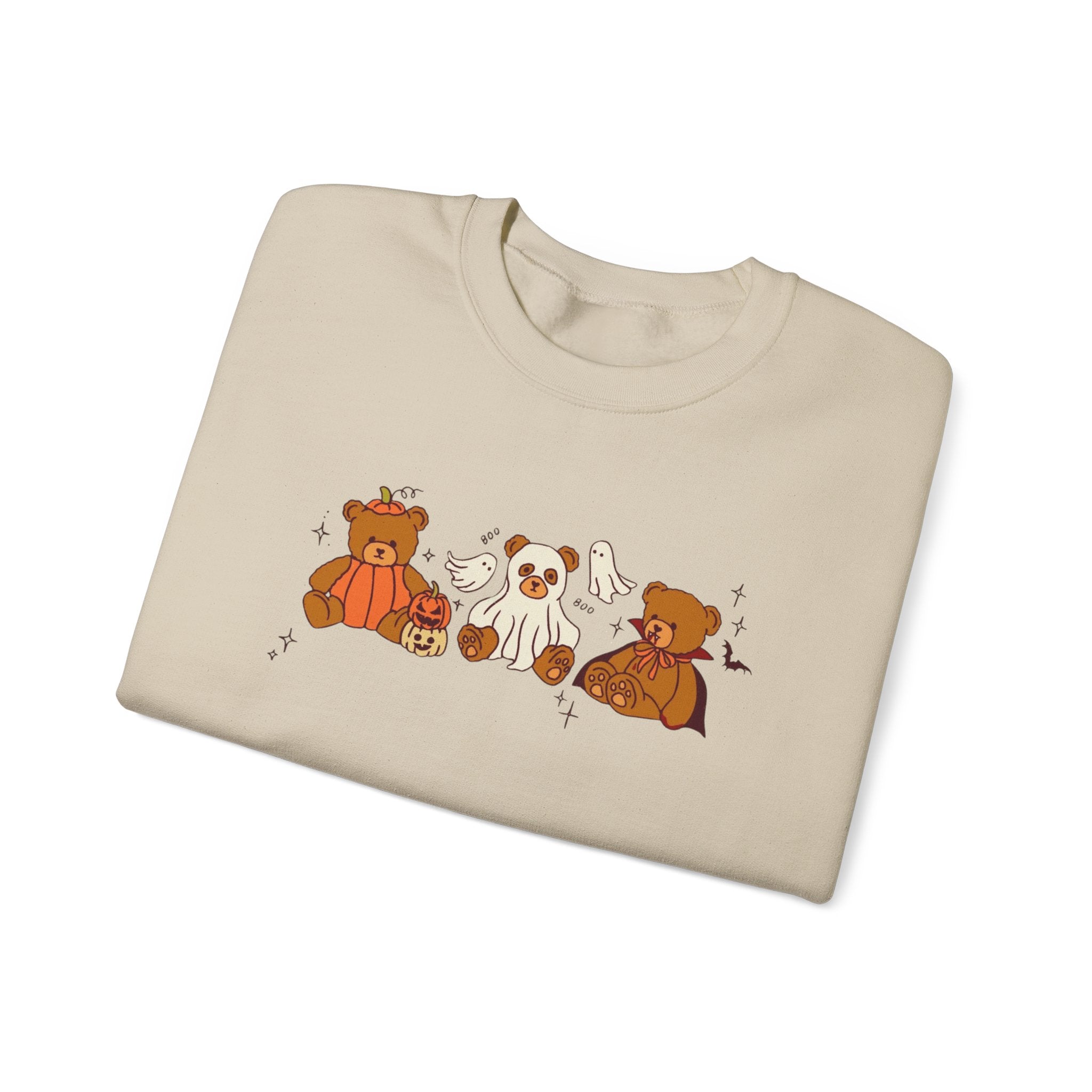 Cozy Halloween Crewneck Sweatshirt with Cute Bears