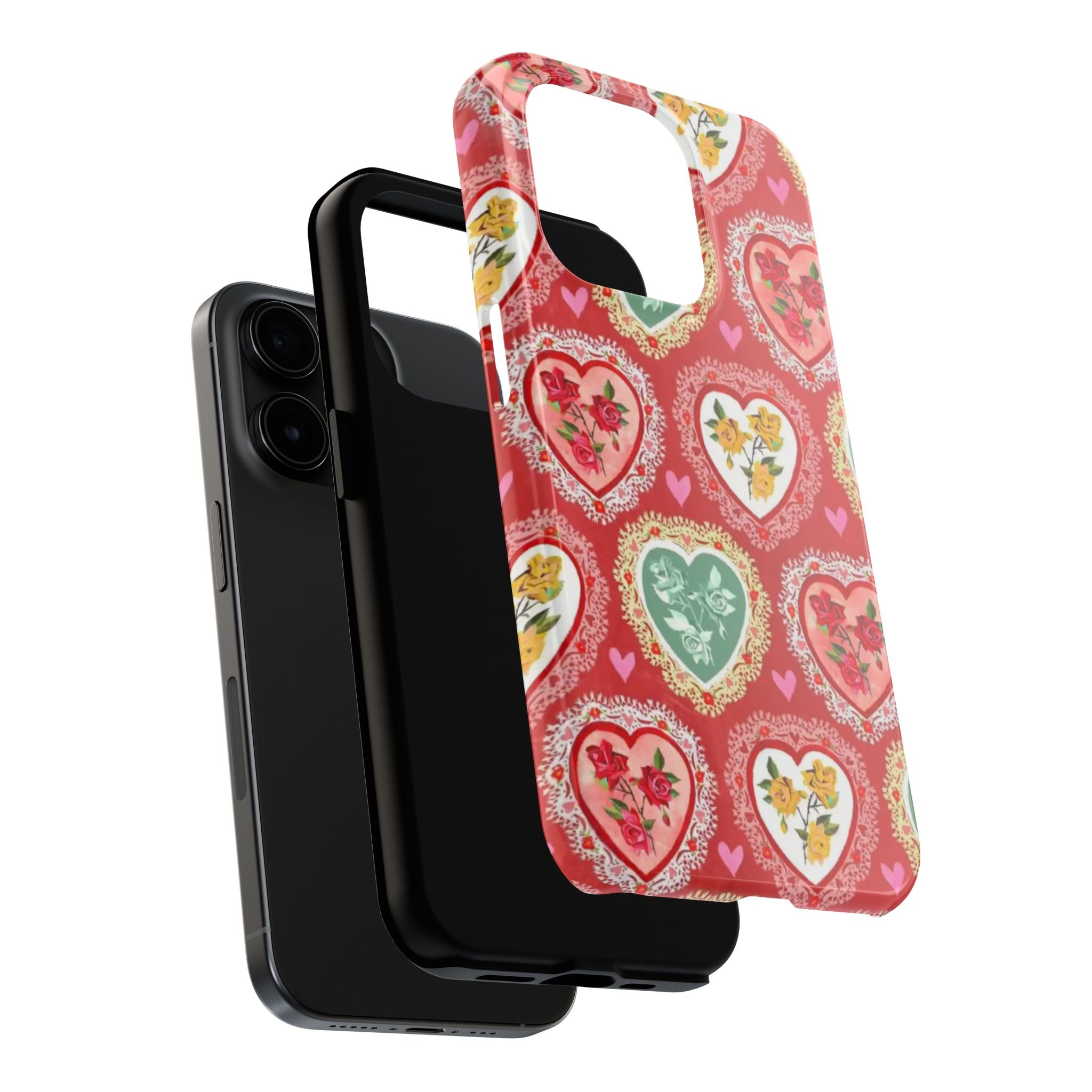 Vintage Floral Heart Tough Phone Case