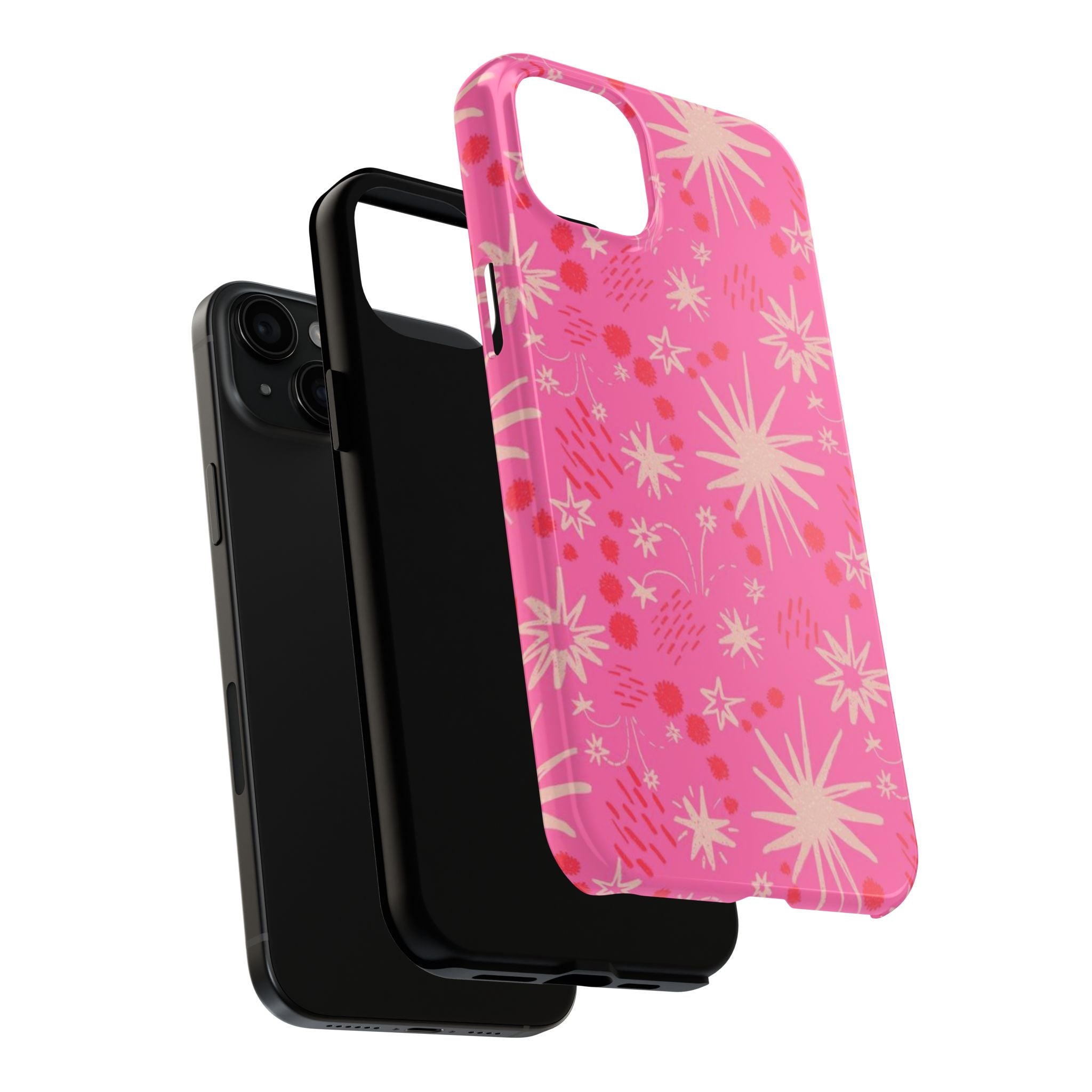 Tough Phone Case — Pink Retro Starburst Floral Protective Cover