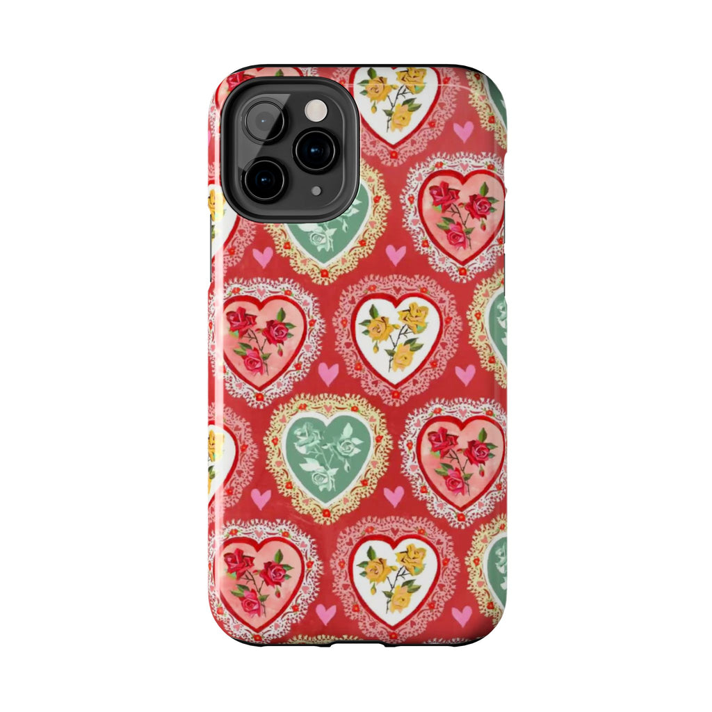 Vintage Floral Heart Tough Phone Case