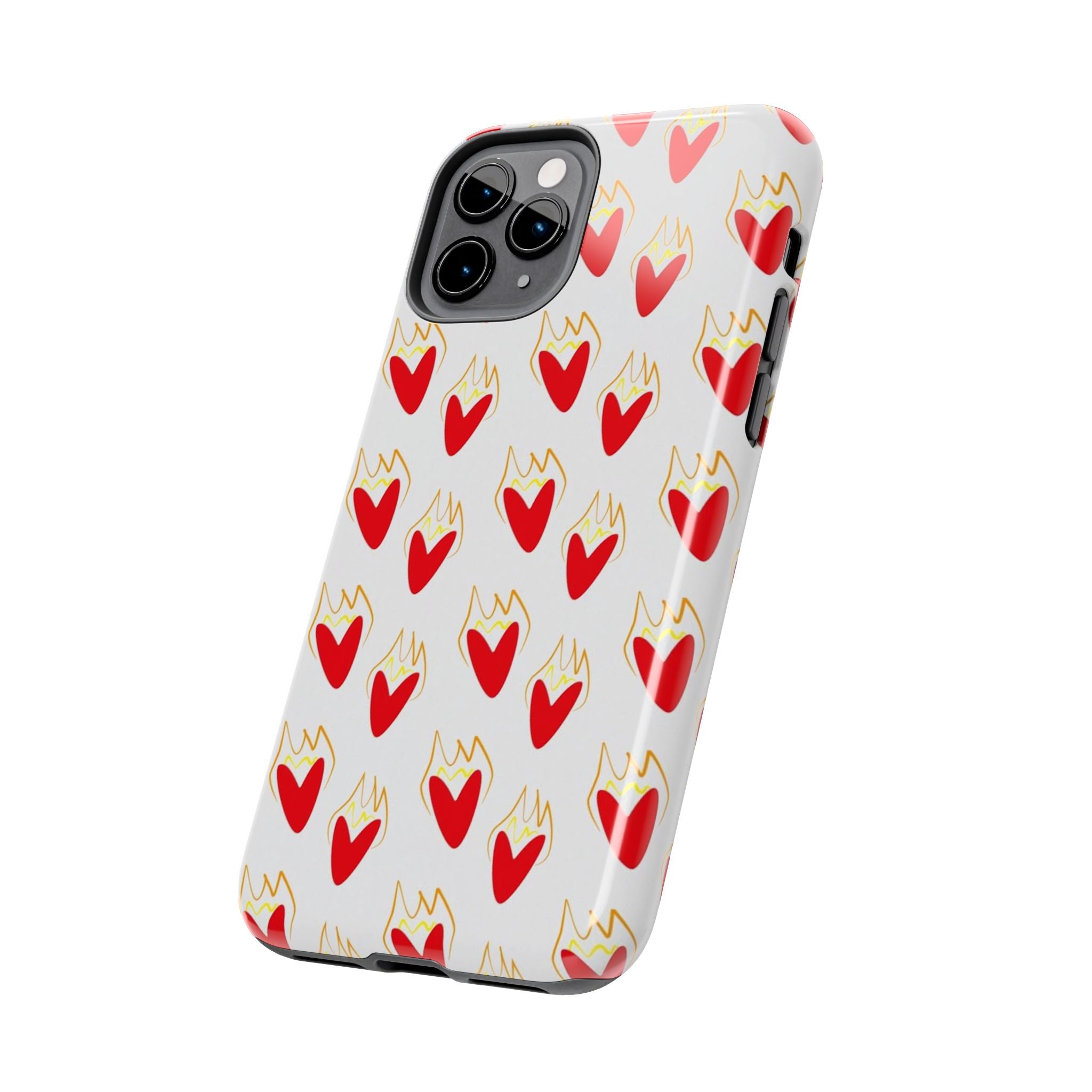 Tough Phone Case — Red Flaming Heart Pattern