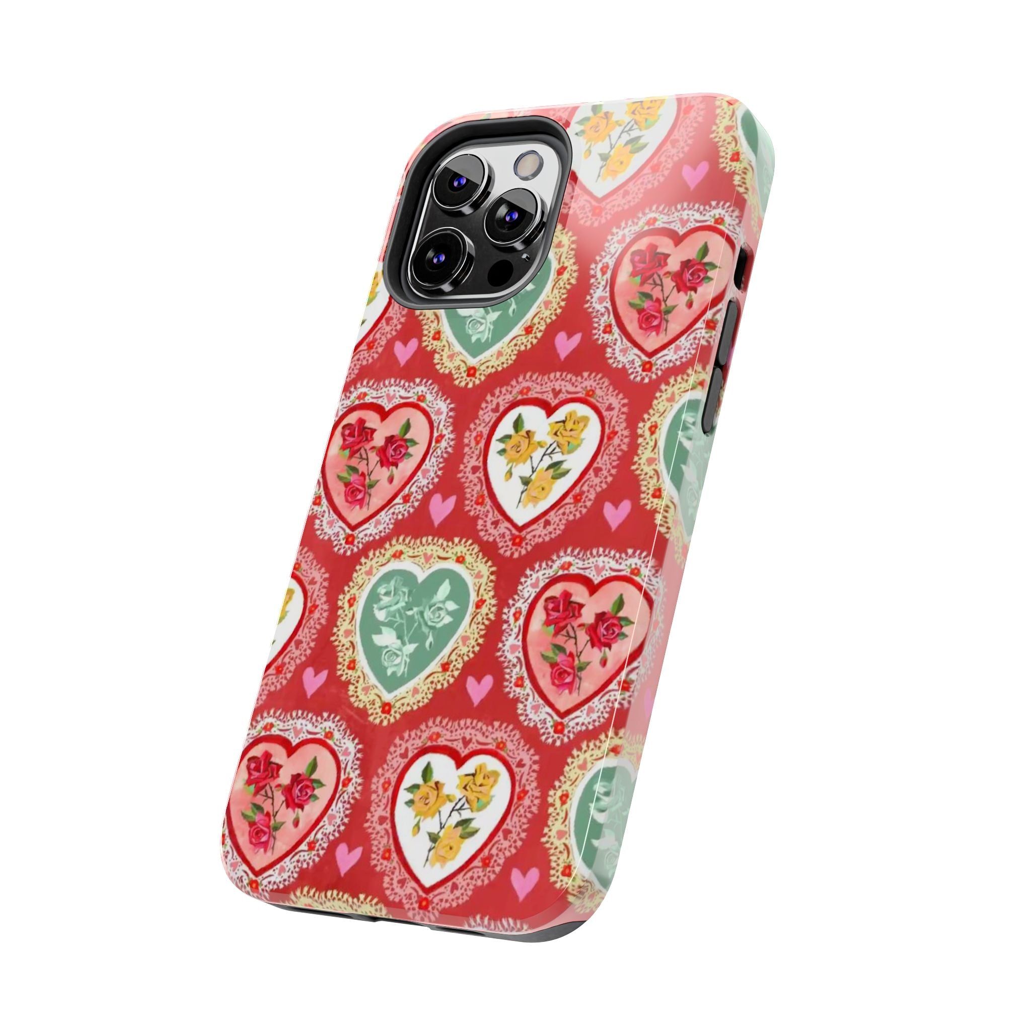 Vintage Floral Heart Tough Phone Case