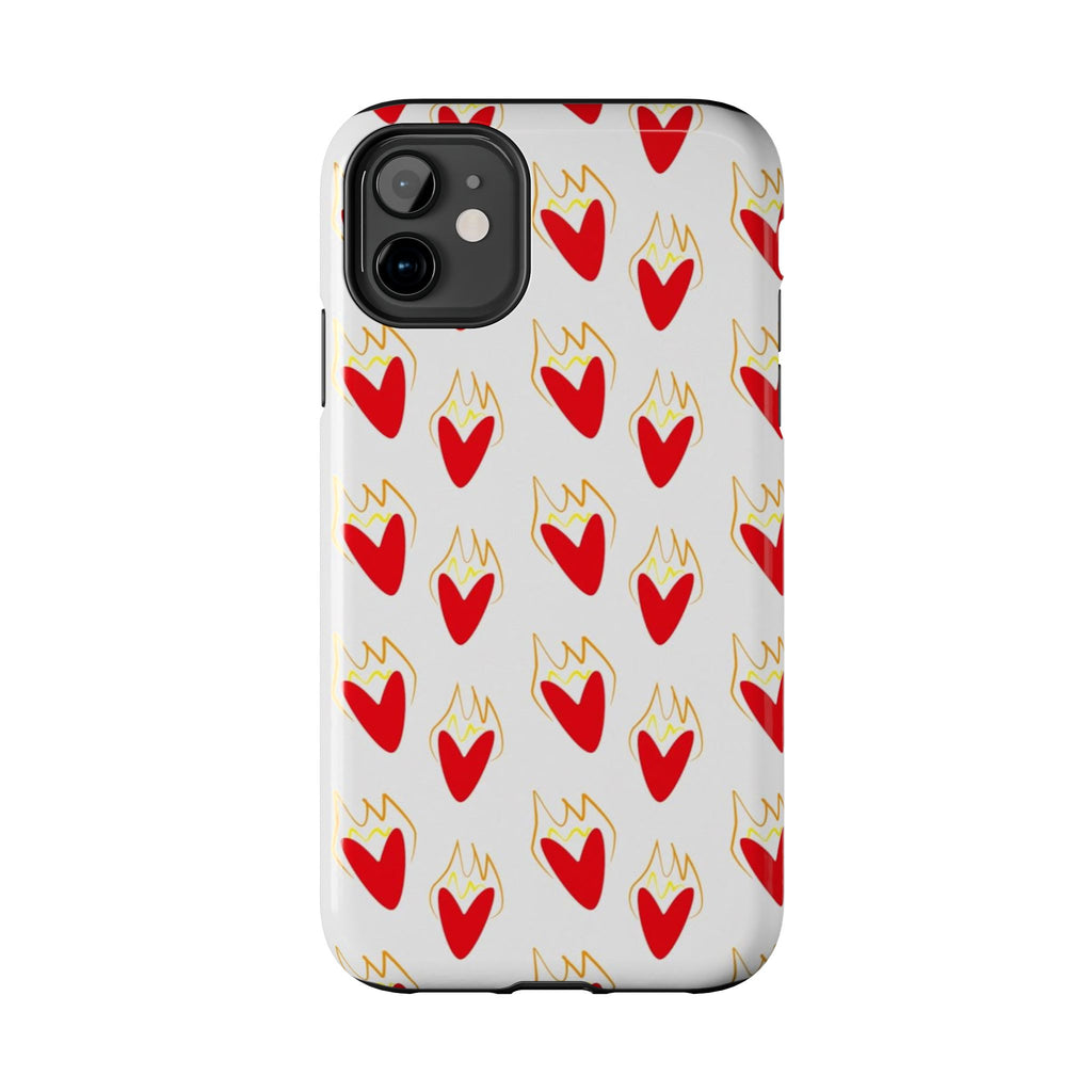Tough Phone Case — Red Flaming Heart Pattern