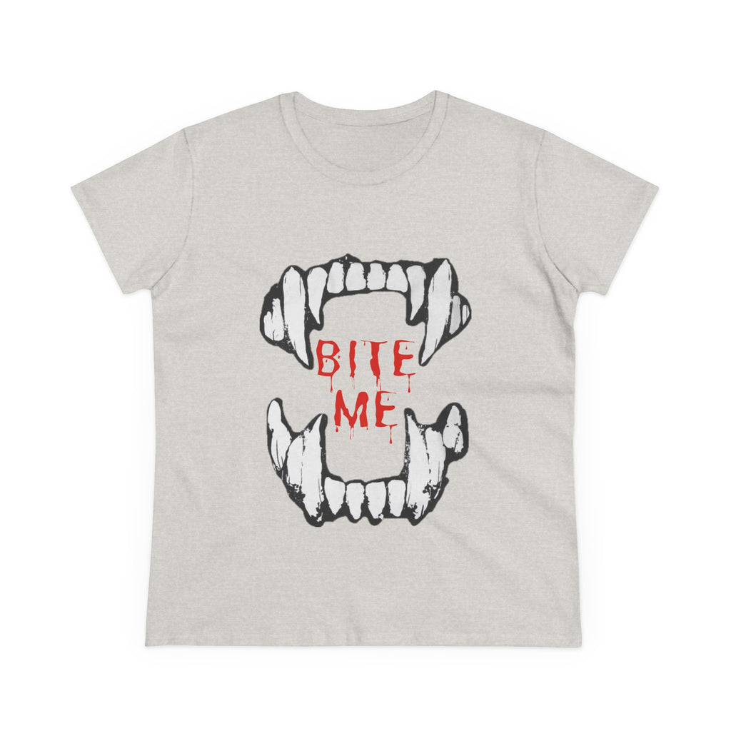 Women's Vampire Bite Tee, Halloween T-Shirt, Gothic Graphic Shirt, Cute Horror Tee, Casual Soft Cotton Top