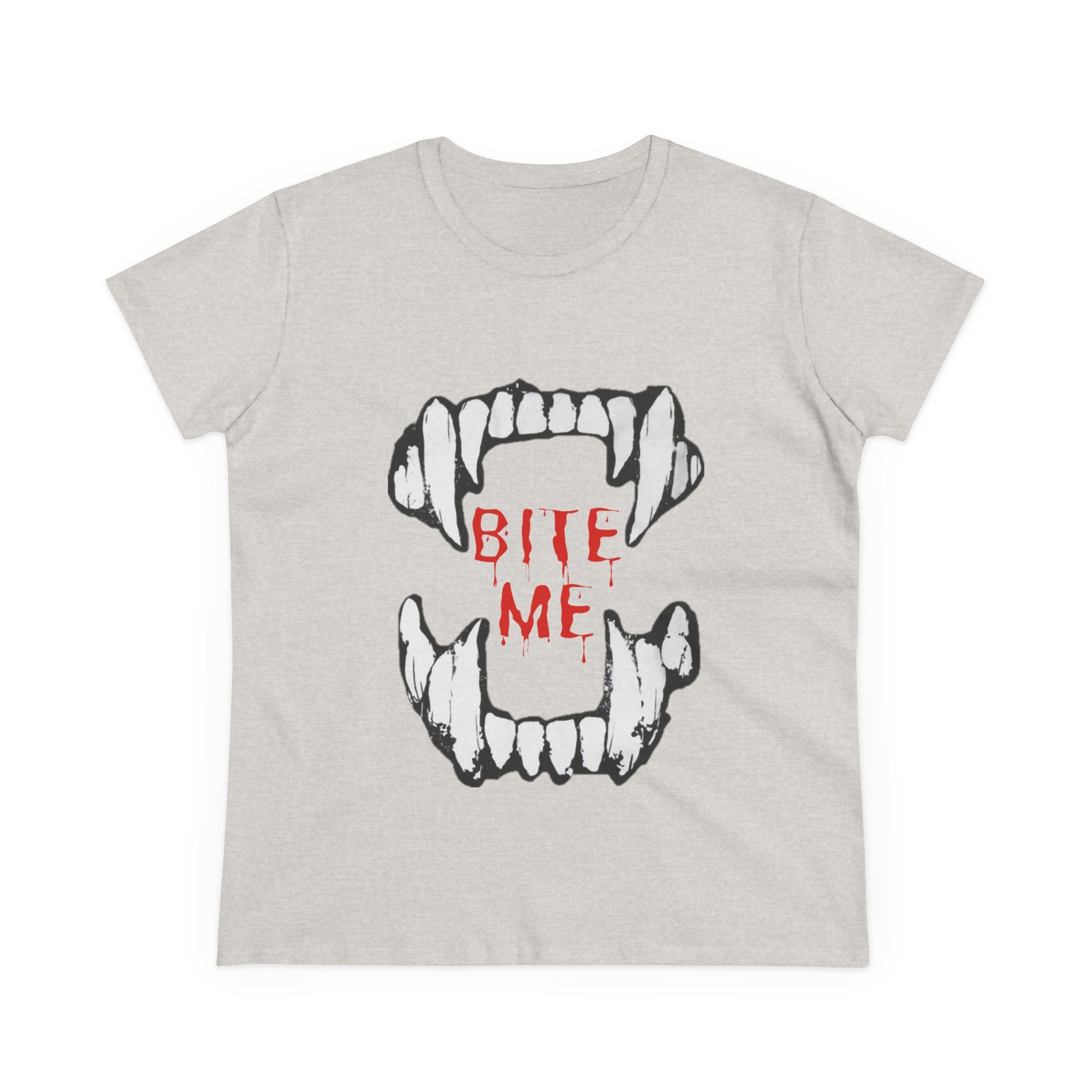 Women's Vampire Bite Tee, Halloween T-Shirt, Gothic Graphic Shirt, Cute Horror Tee, Casual Soft Cotton Top