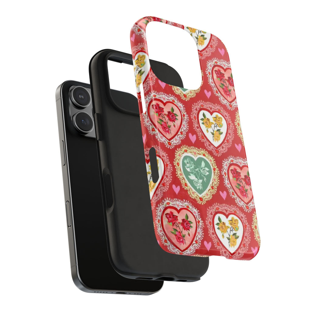 Vintage Floral Heart Tough Phone Case