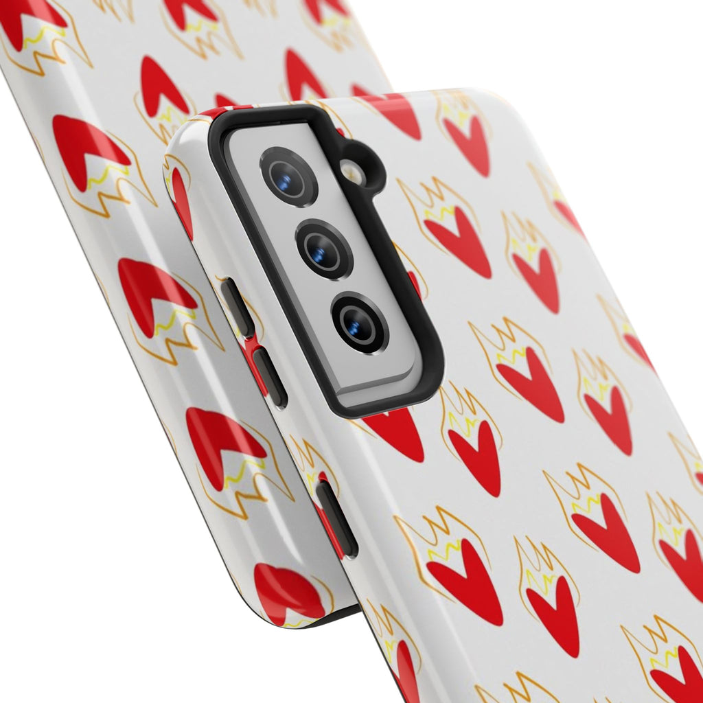 Tough Phone Case — Red Flaming Heart Pattern
