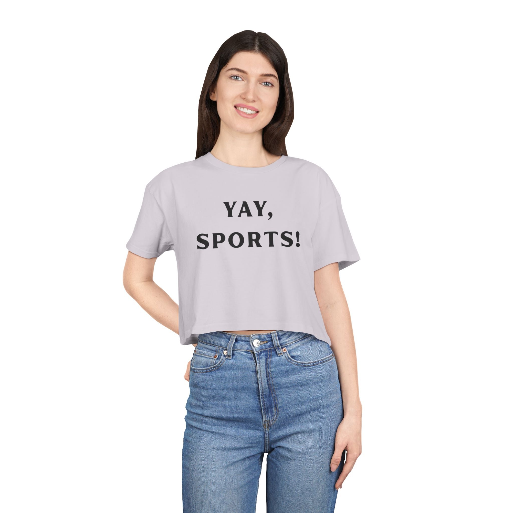 Yay Sports! Women's Crop Tee - Perfect for Game Day, Casual Outings, Athletic Events, Fitness Classes, Birthday Gifts