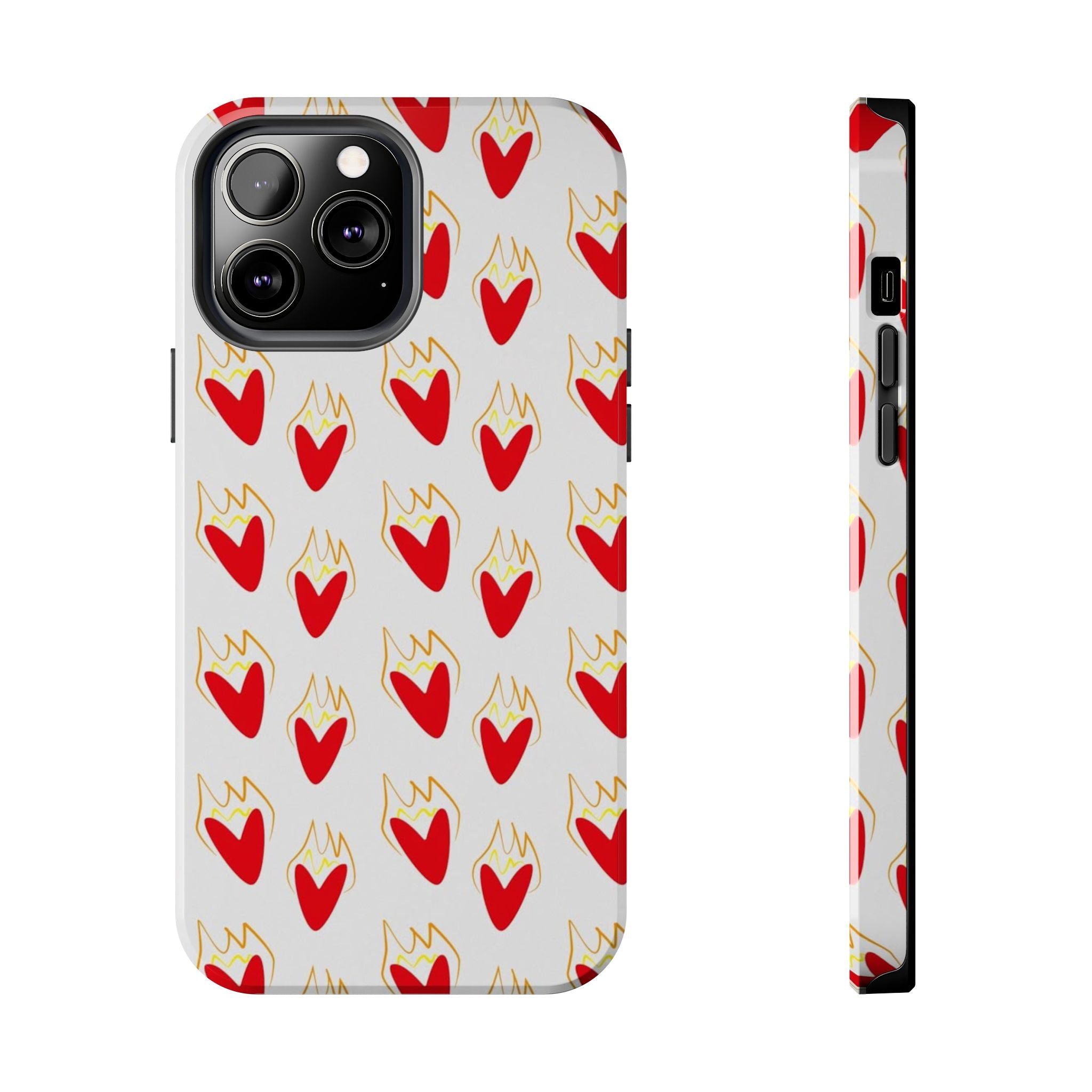 Tough Phone Case — Red Flaming Heart Pattern