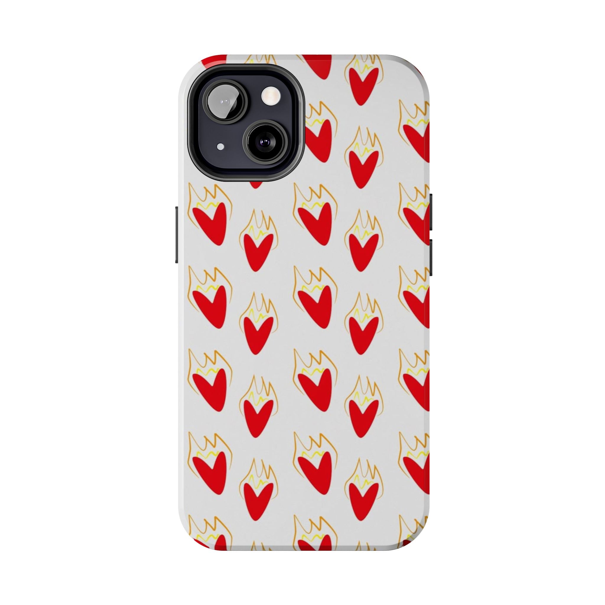 Tough Phone Case — Red Flaming Heart Pattern