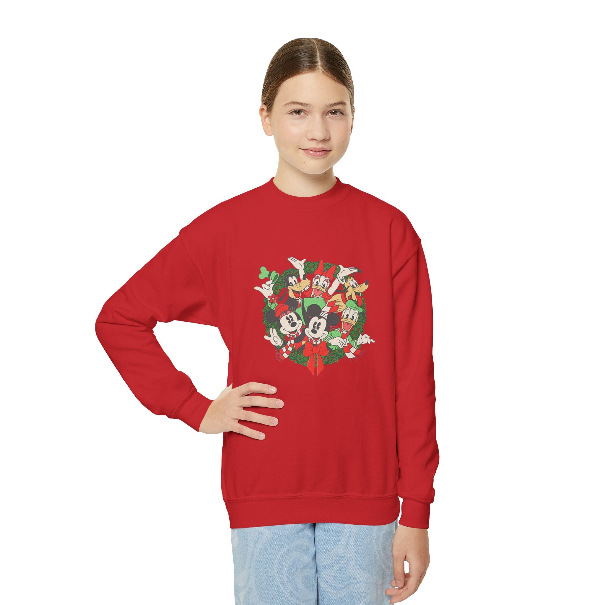 Youth Holiday Mickey Wreath Crewneck Sweatshirt