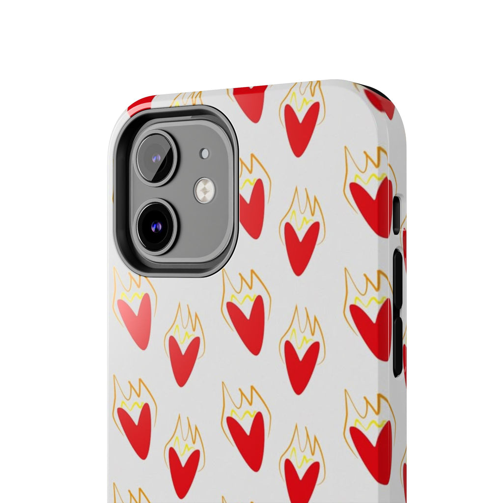 Tough Phone Case — Red Flaming Heart Pattern