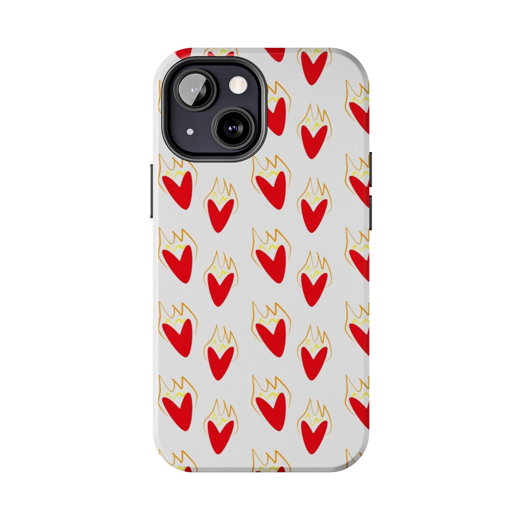 Tough Phone Case — Red Flaming Heart Pattern