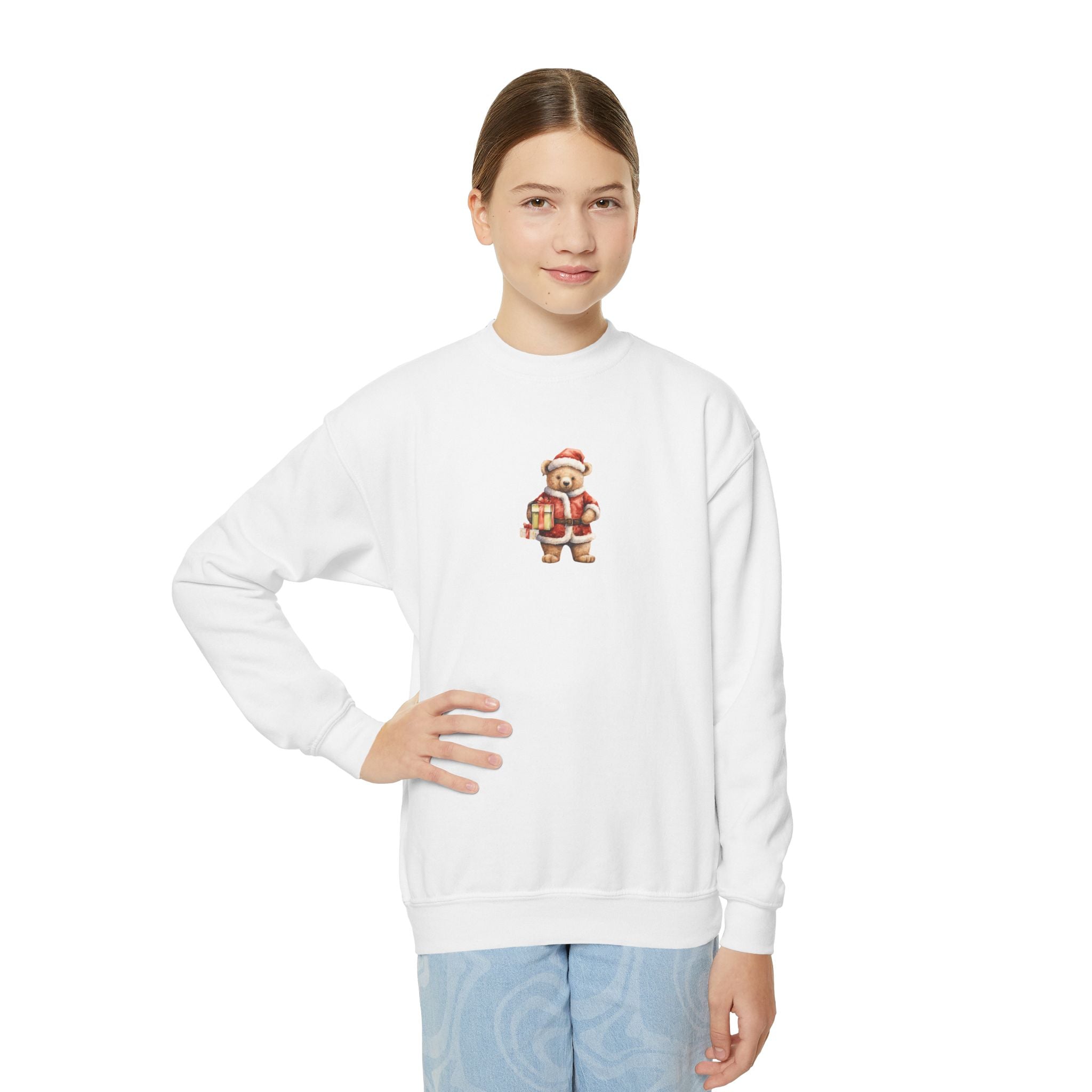 Youth Crewneck Sweatshirt — Cute Vintage Santa Kids Christmas Sweatshirt