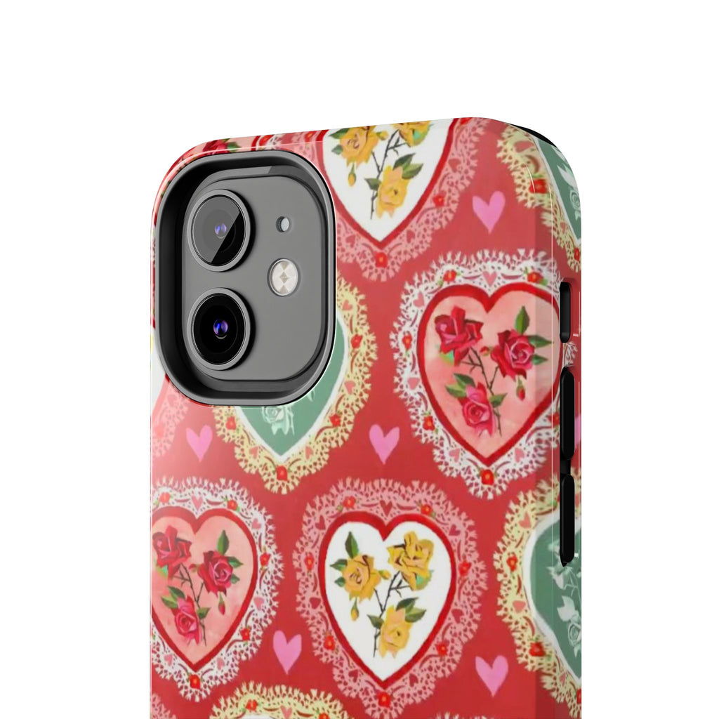 Vintage Floral Heart Tough Phone Case