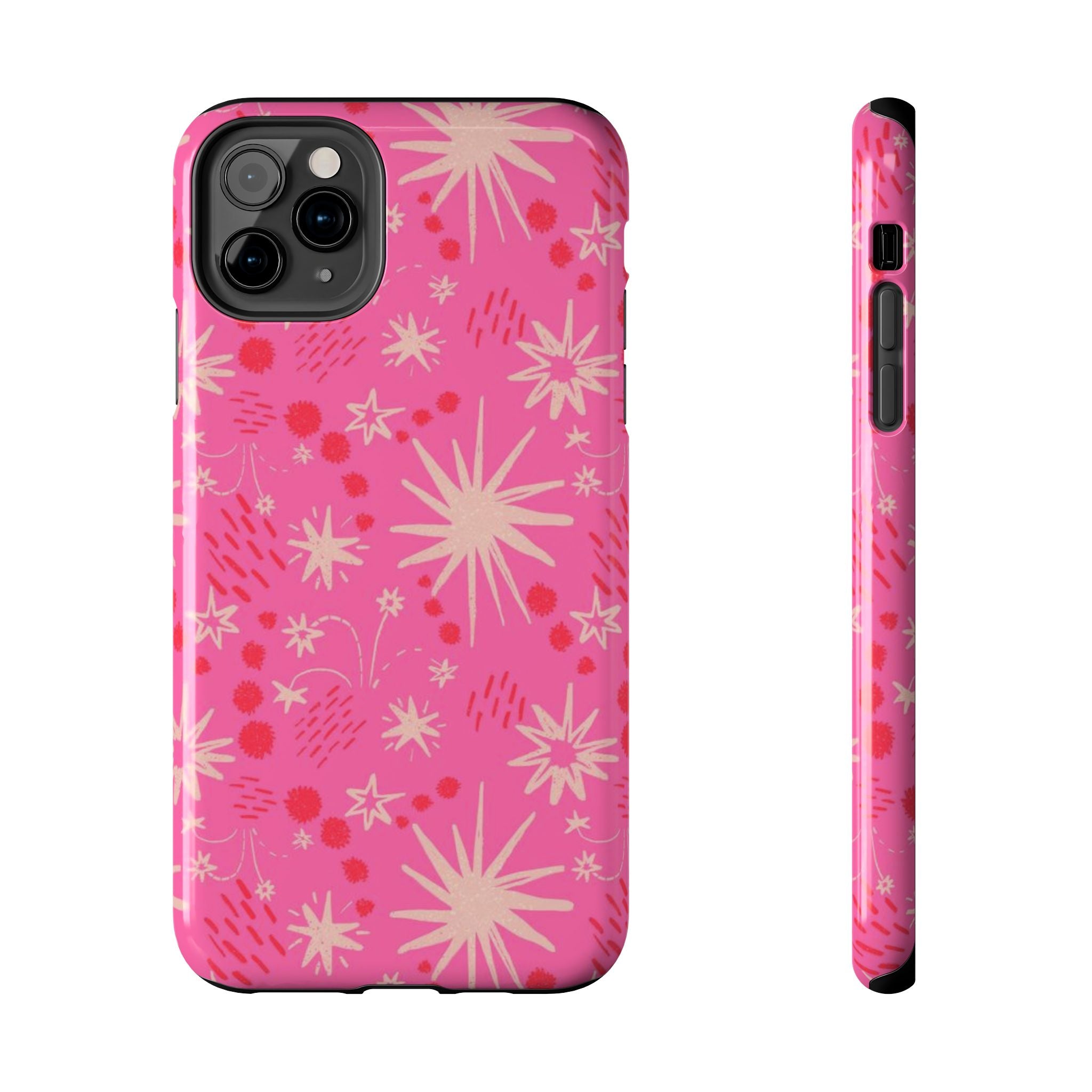 Tough Phone Case — Pink Retro Starburst Floral Protective Cover