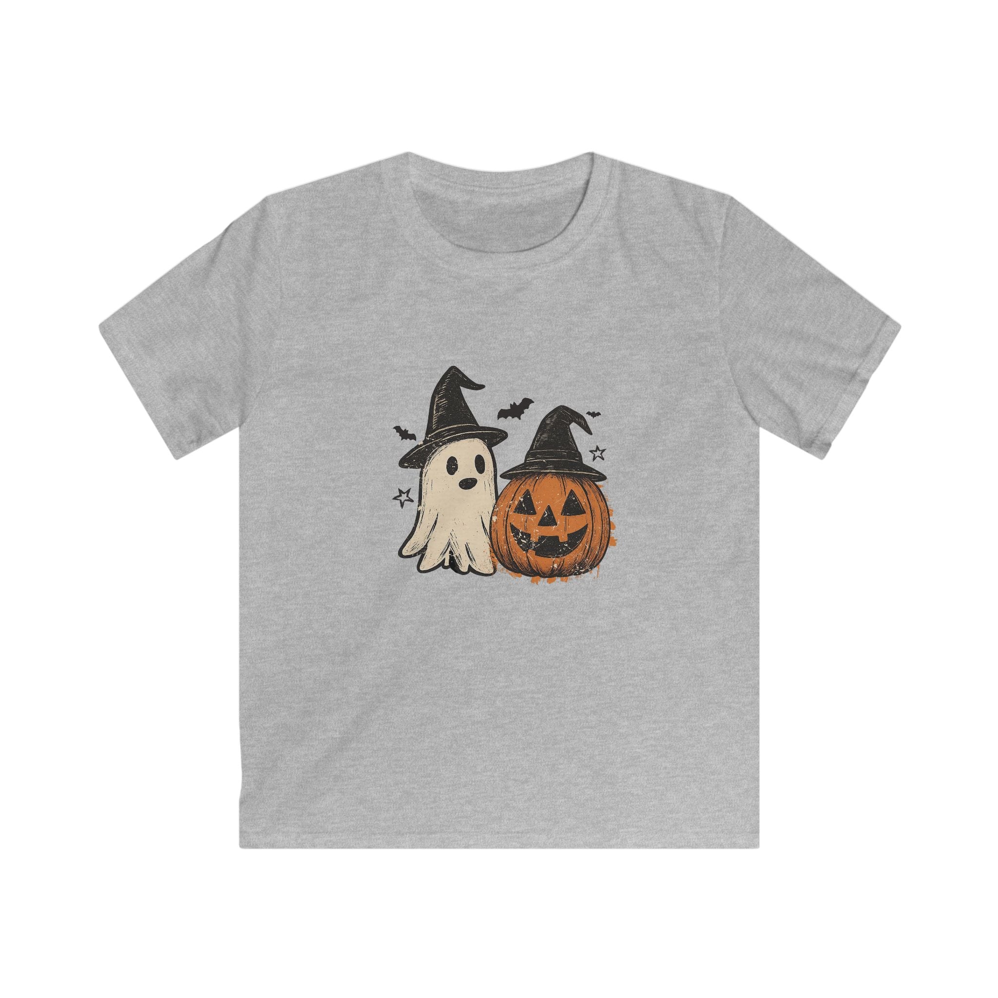Halloween Kids Softstyle Tee, Kids Halloween Shirt, Ghost and Pumpkin Tee, Cute Halloween Top, Trick or Treat Tee, Spooky Season Apparel